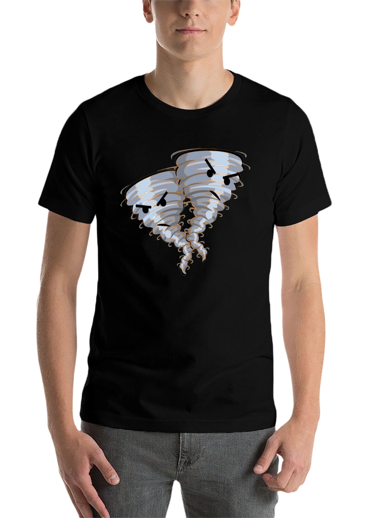 Black Angry Twin Tornado Graphic T-Shirt view 7