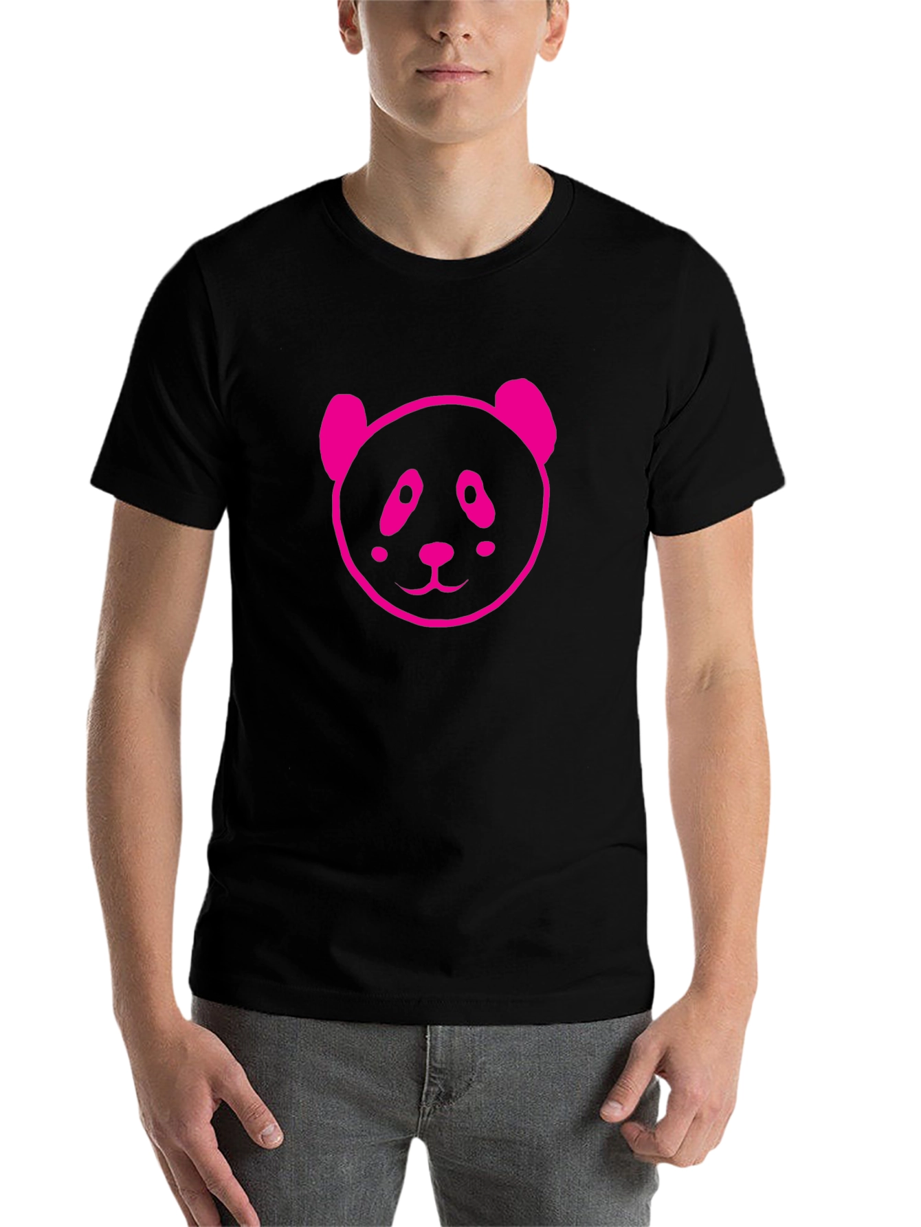 Black Panda Graphic Tee - Black Cotton Blend Shirt view 7