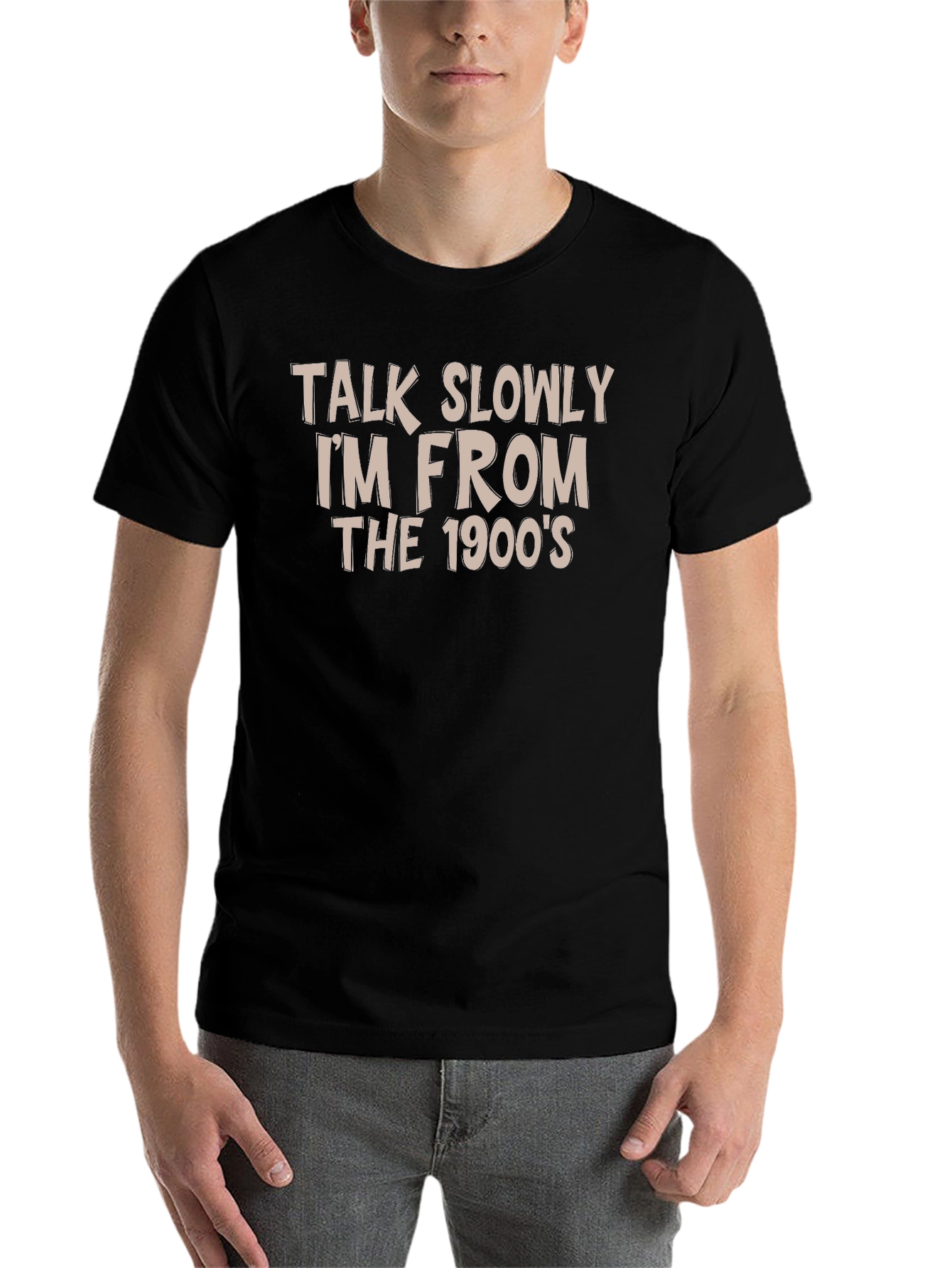 Black Funny Talk Slowly 1900's Black T-Shirt view 7