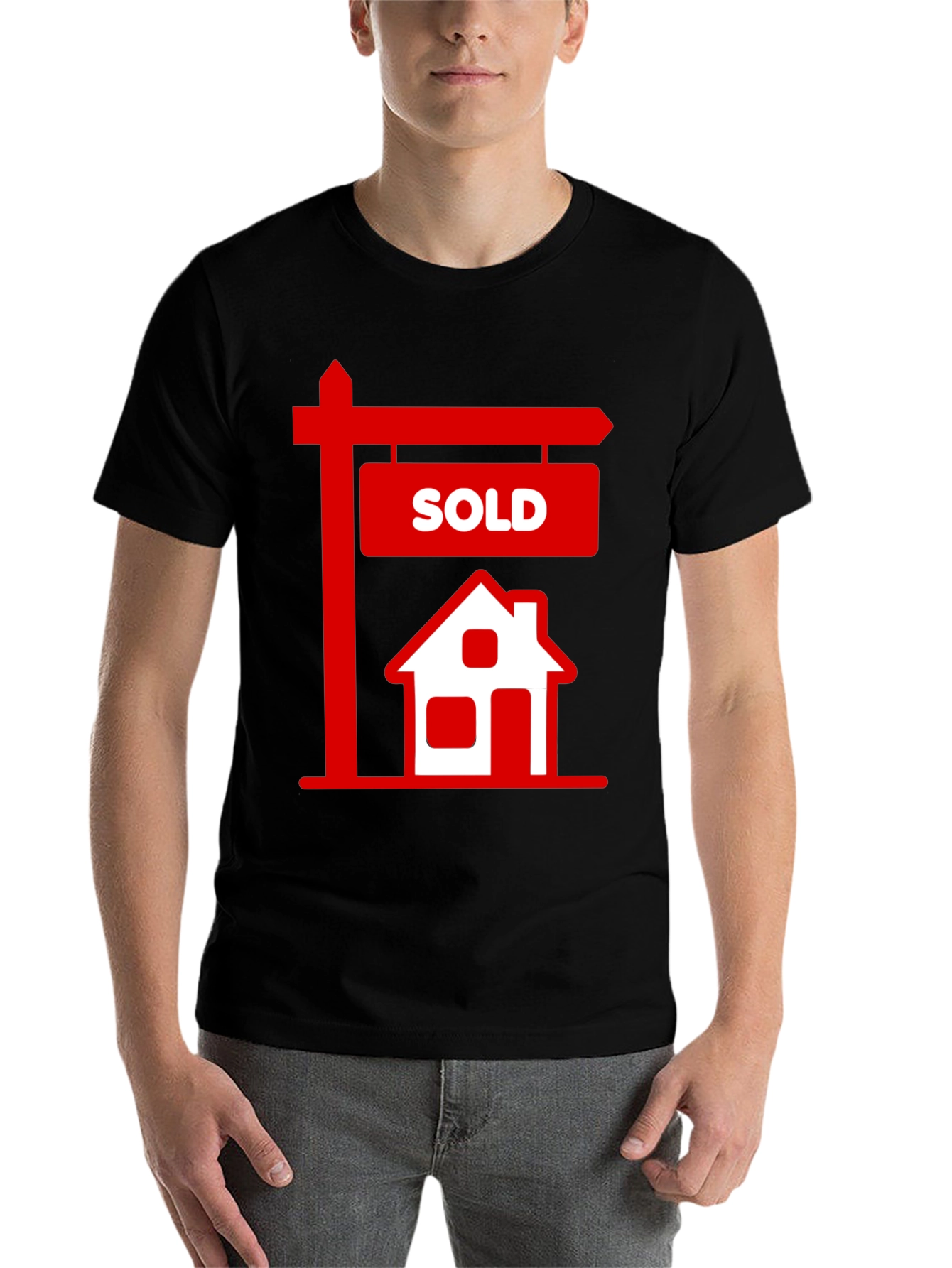 Black Sold House Graphic Tee - Real Estate T-Shirt view 7