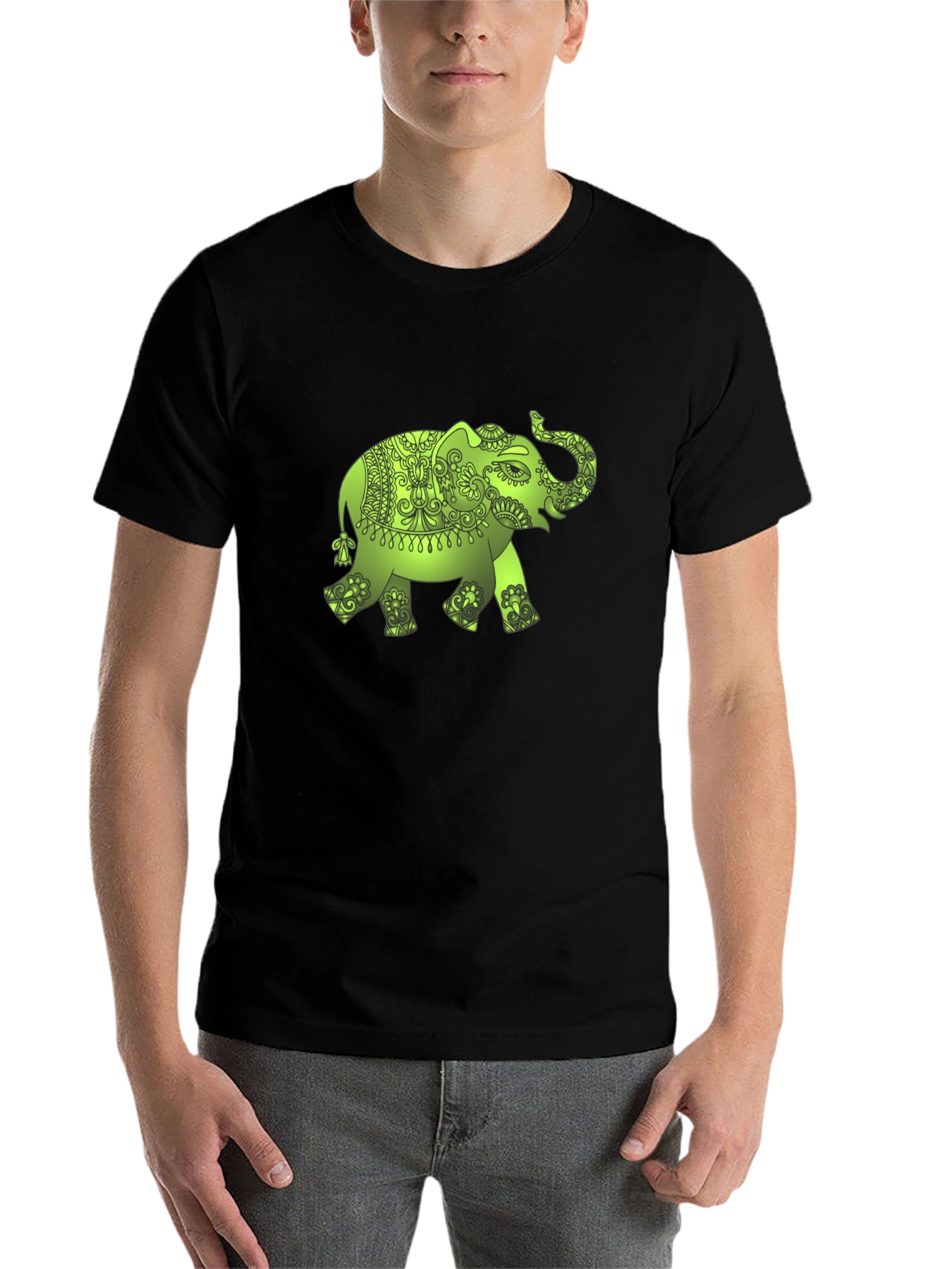 Black Elephant Graphic Black T-Shirt view 7