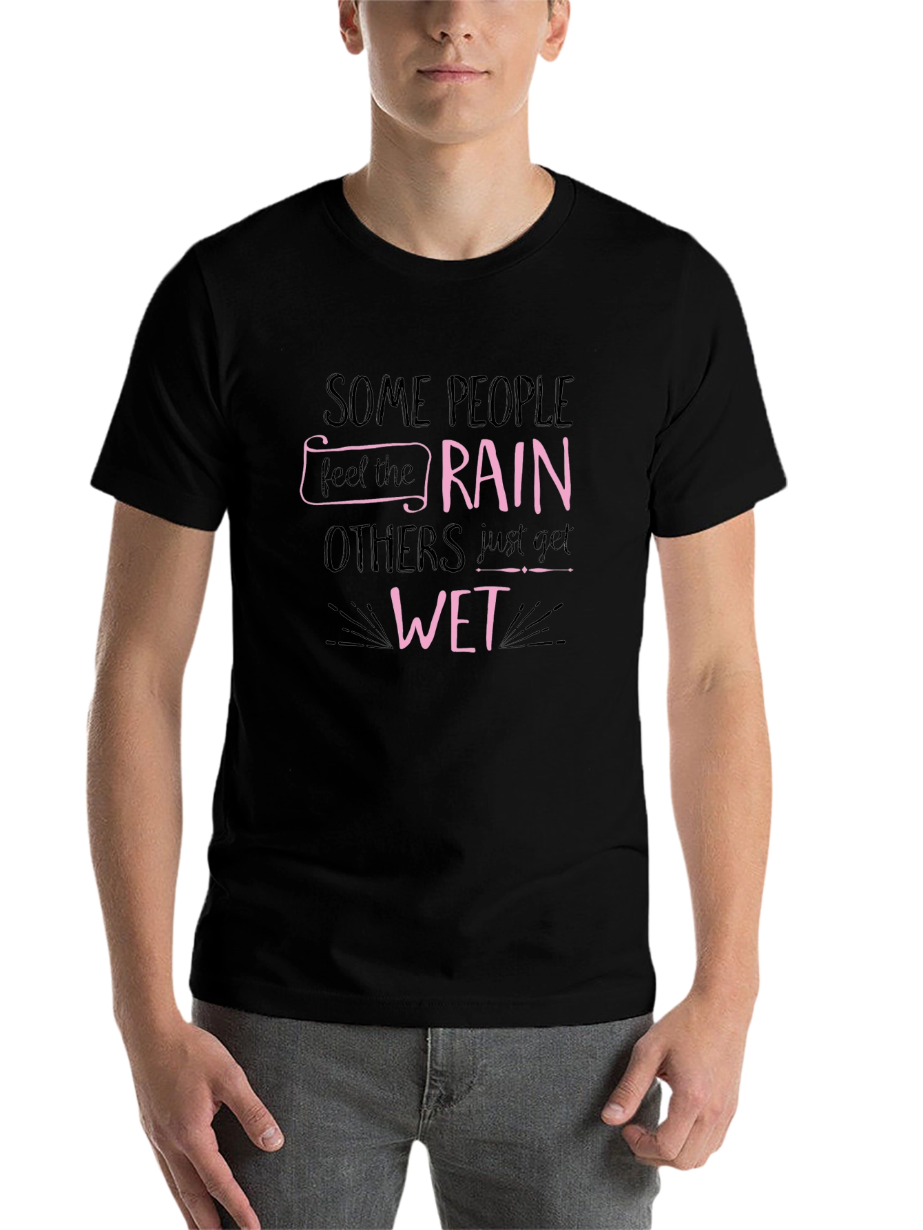 Black Rain & Wet Graphic Tee - Black Cotton T-Shirt view 7