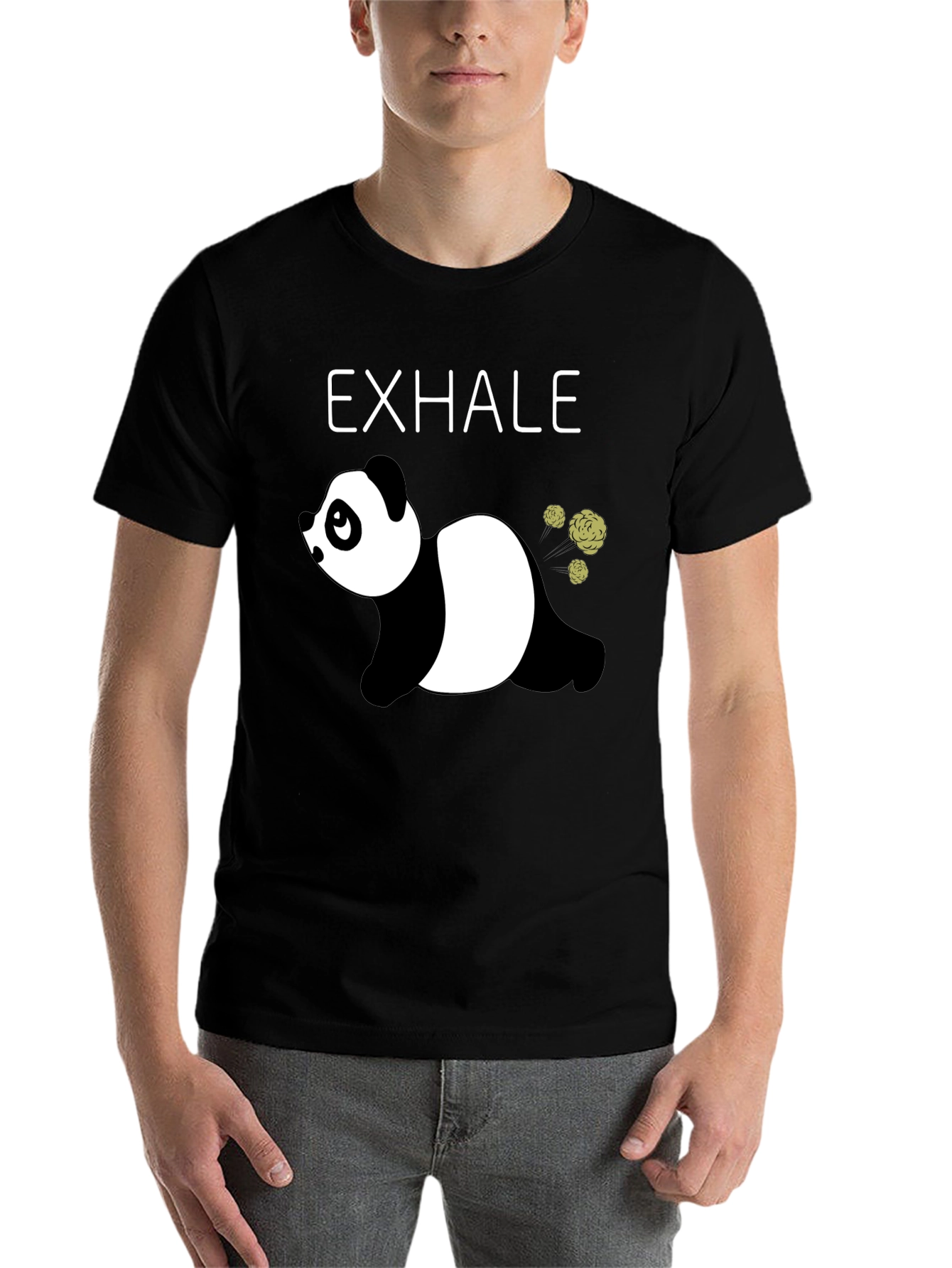 Black Exhale Panda Graphic Tee - Relax & Unwind view 7