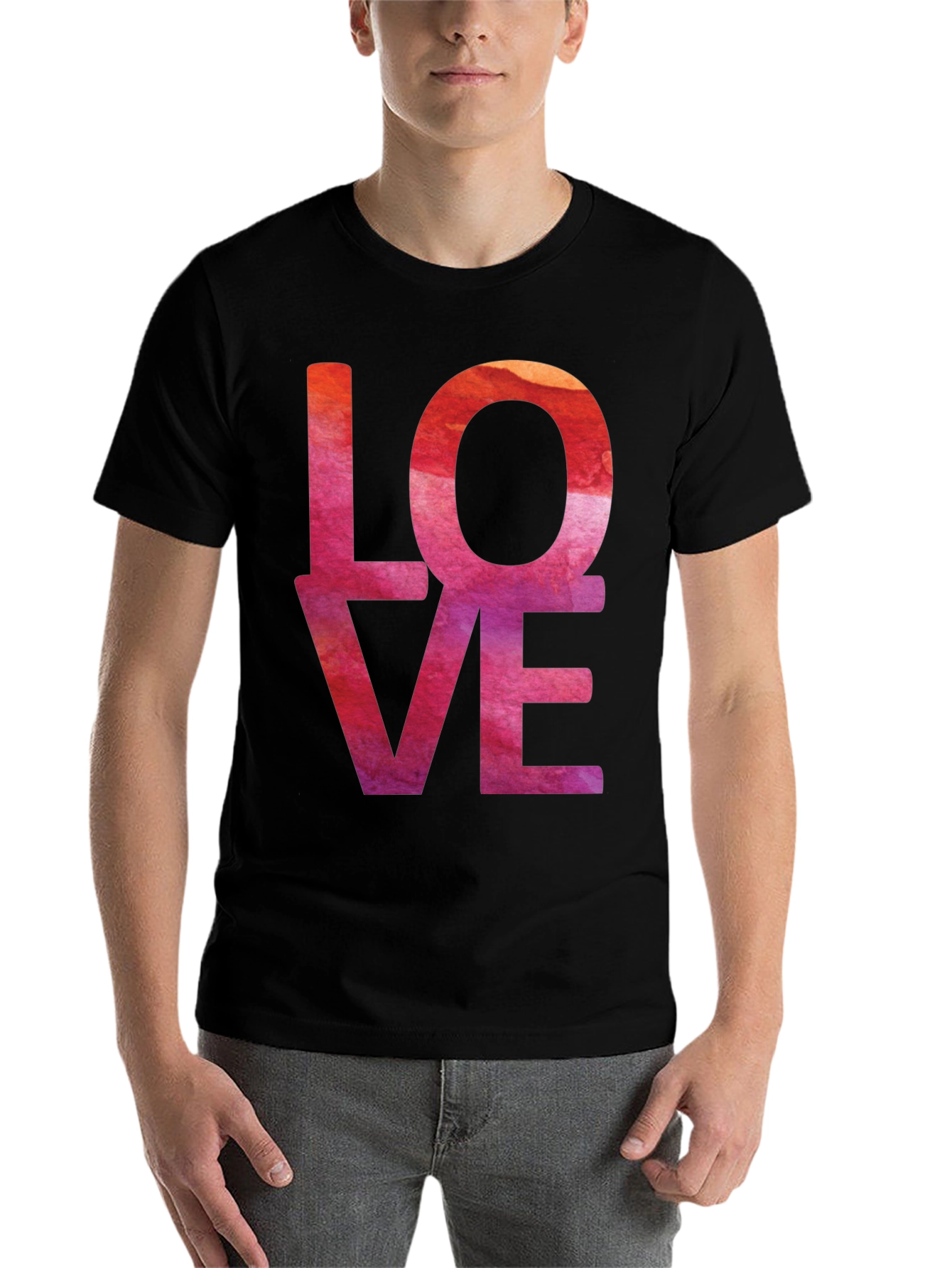 Black Watercolor Love T-Shirt - Artistic Graphic Tee view 7
