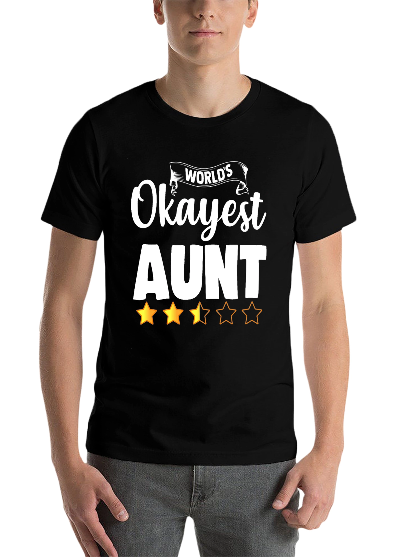 Black World's Okayest Aunt Graphic T-Shirt view 7