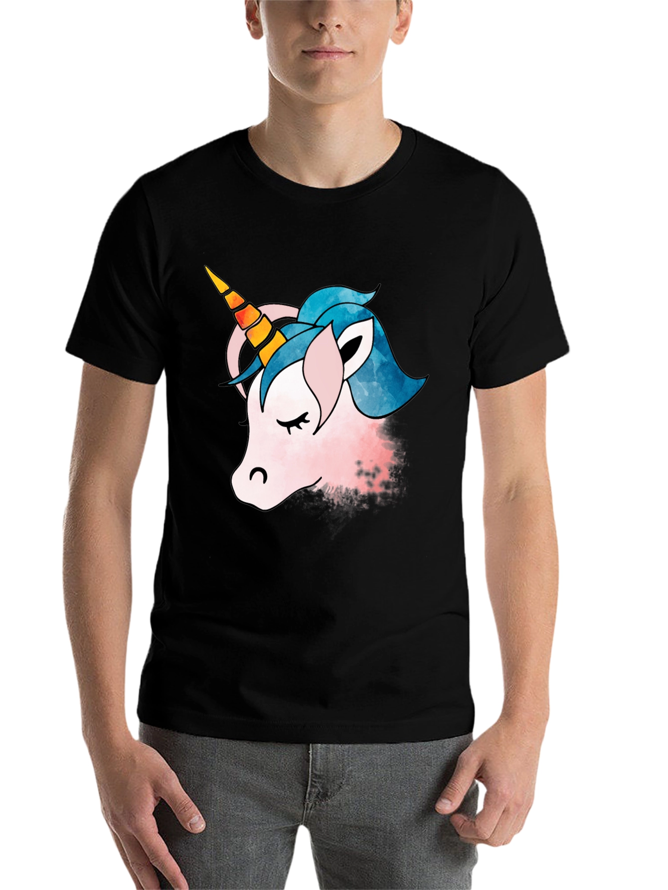 Black Unicorn Graphic T-Shirt - Black Cotton Tee view 7