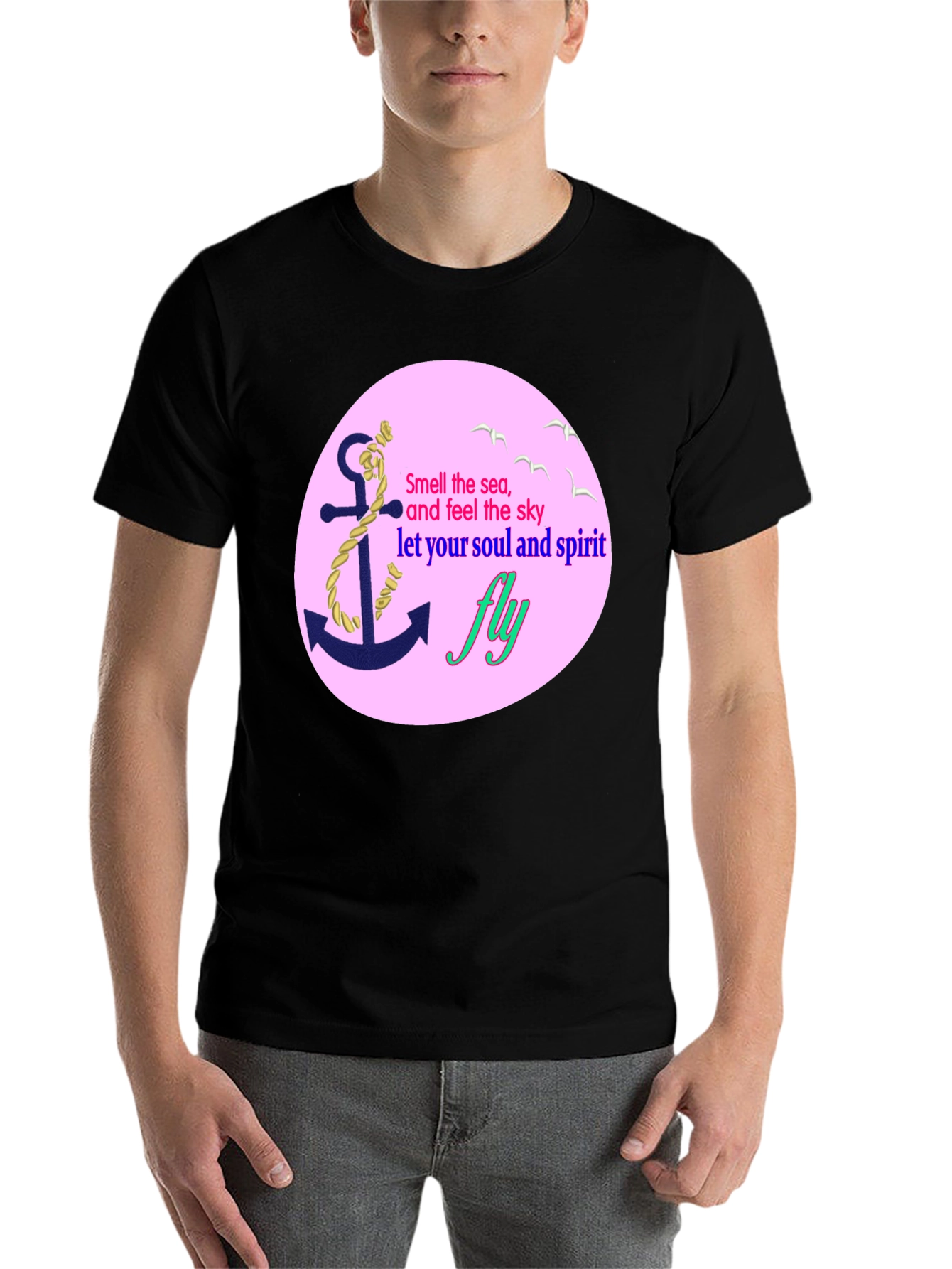 Black Nautical Dreamer Tee - Anchor & Sea Inspired Design view 7