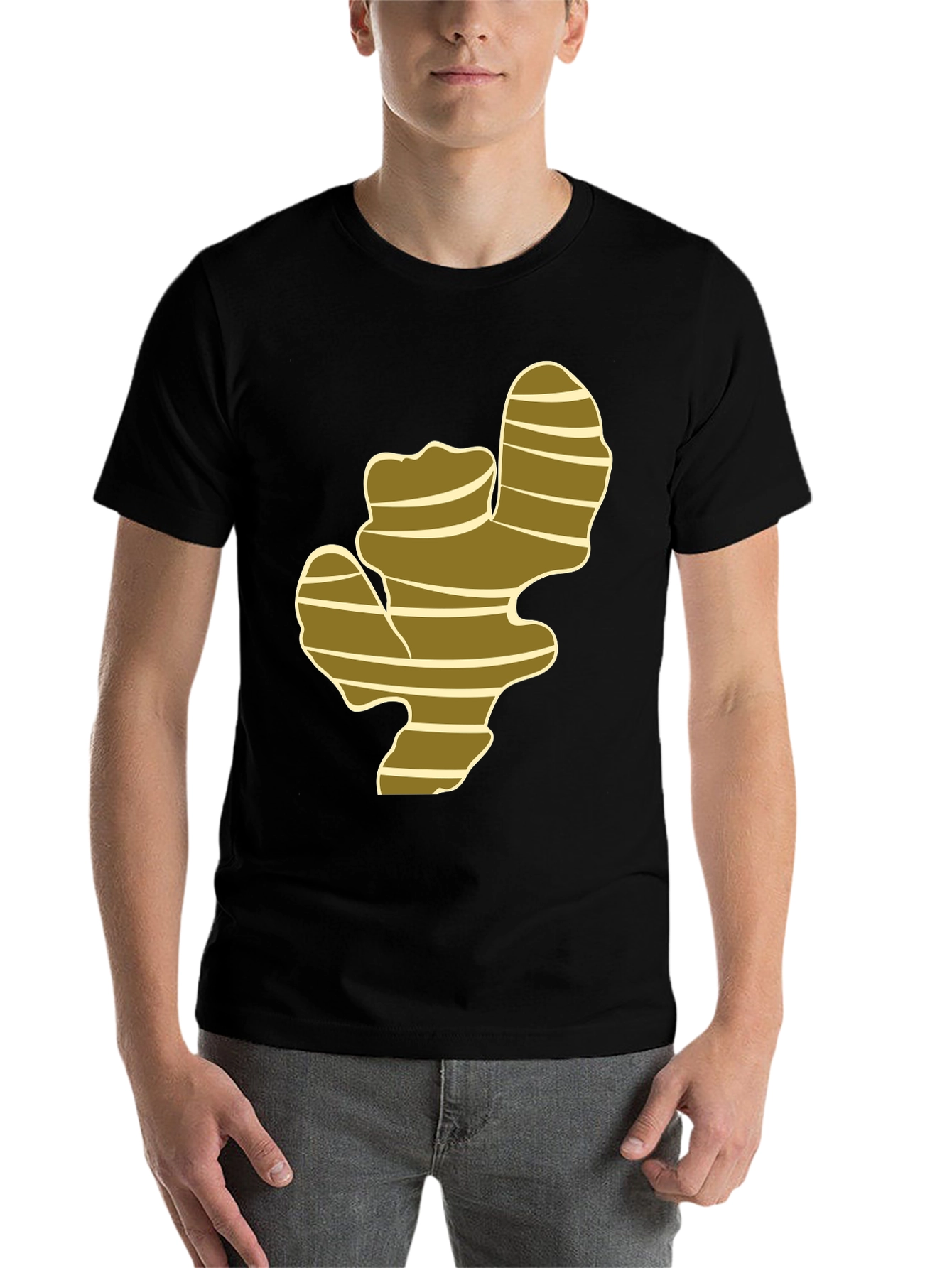 Black Ginger Root Graphic Print Black T-Shirt view 7