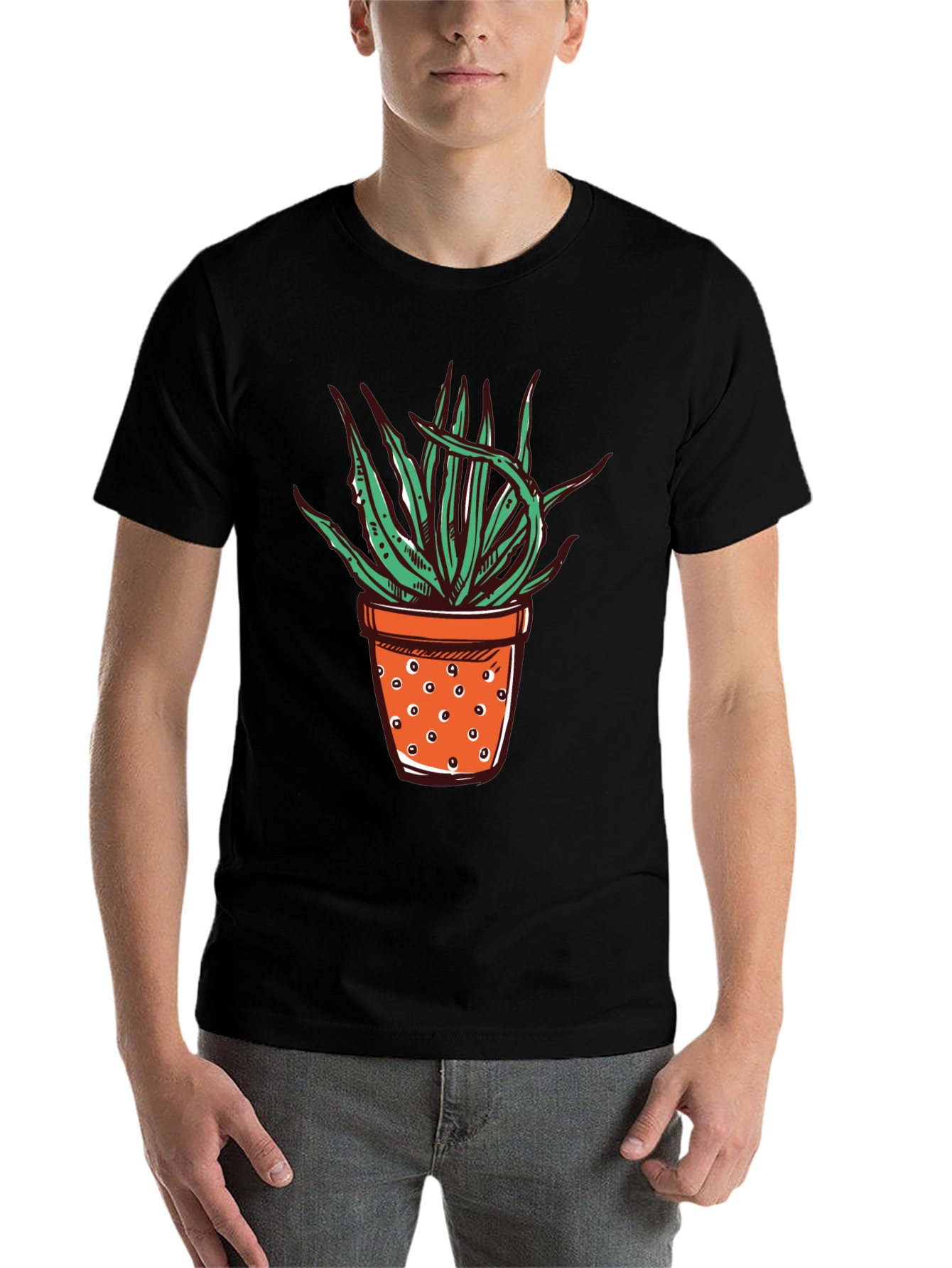 Black Potted Plant Graphic Tee - Unique Design view 7