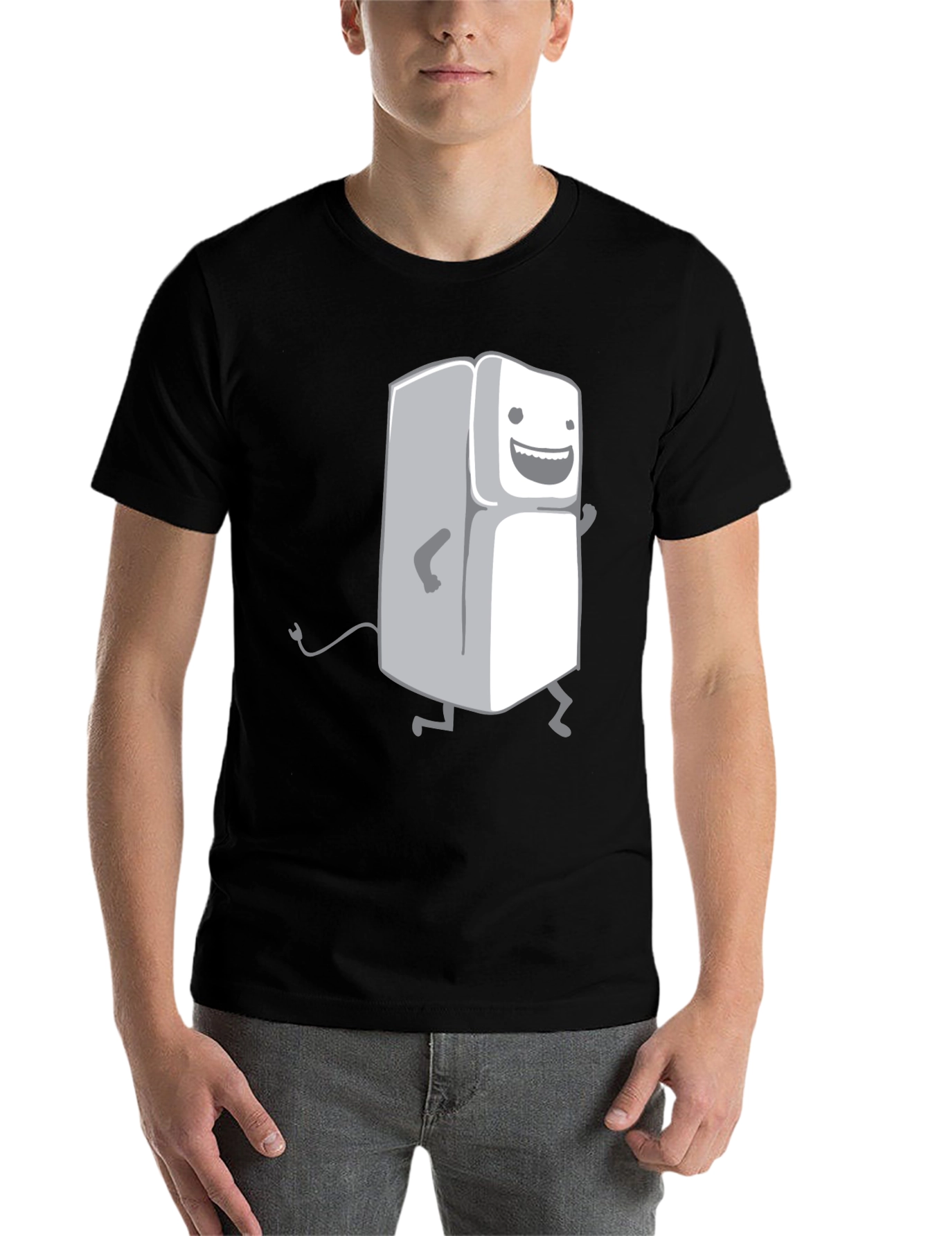 Black Funny Refrigerator Graphic T-Shirt - Black view 7
