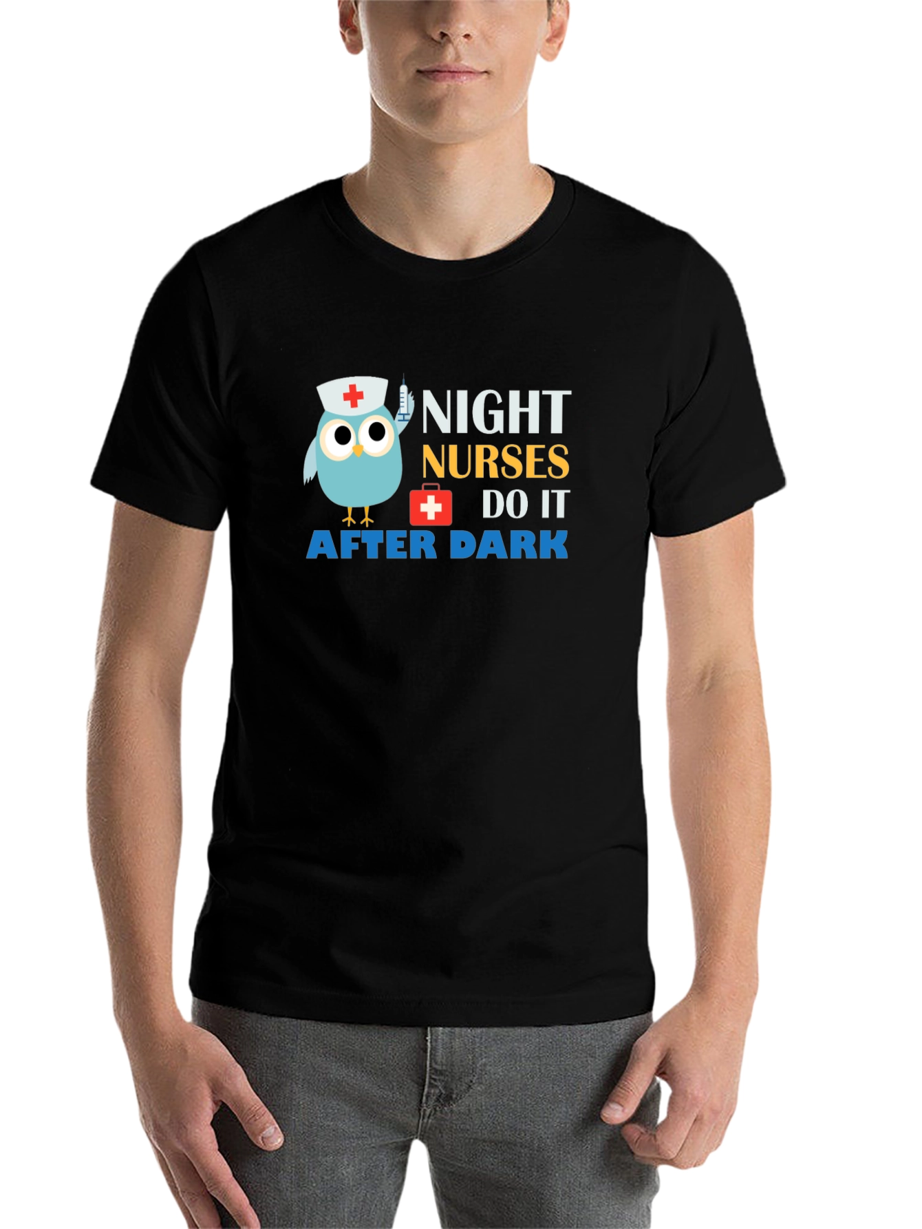 Black Night Nurses Owl T-Shirt Funny Nurse Tee view 7