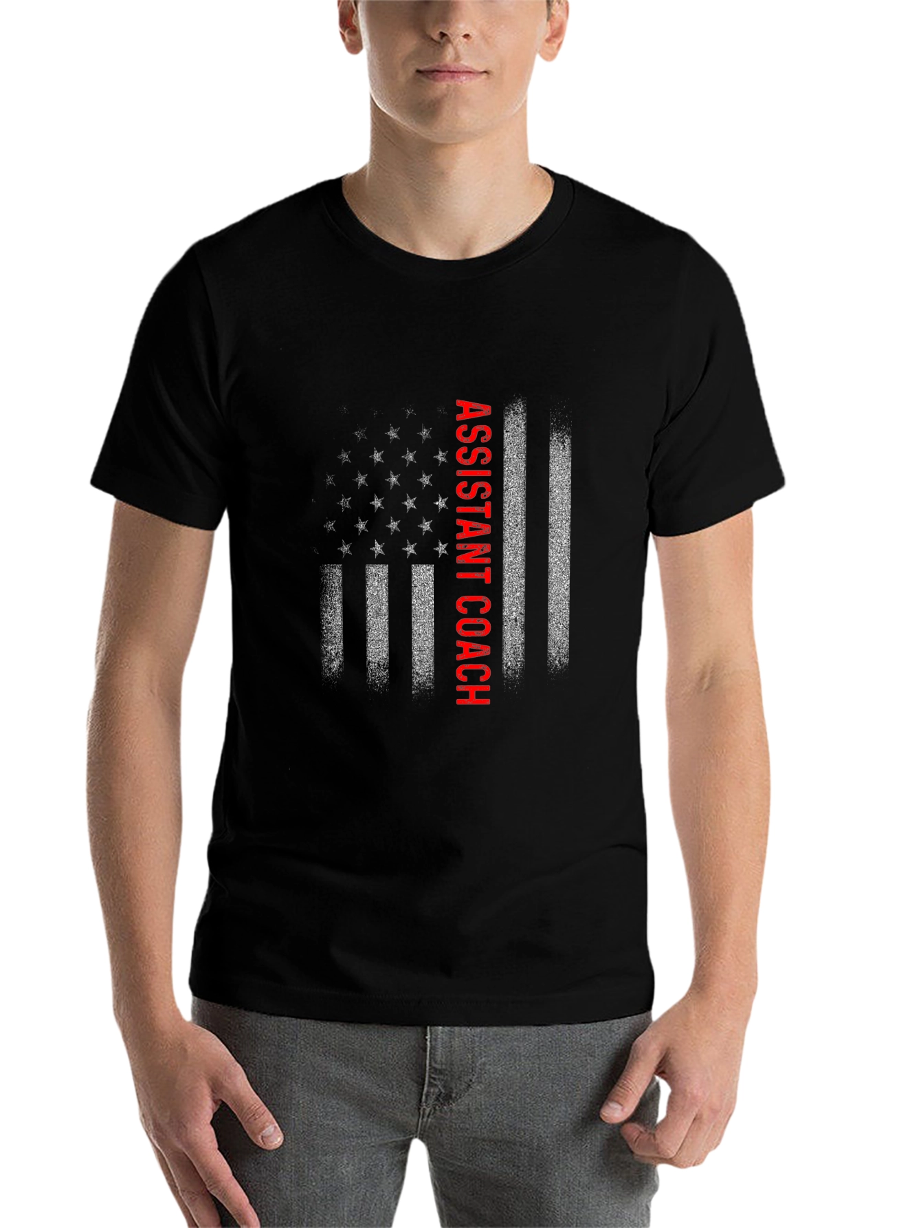 Black Assistant Coach American Flag T-Shirt view 7
