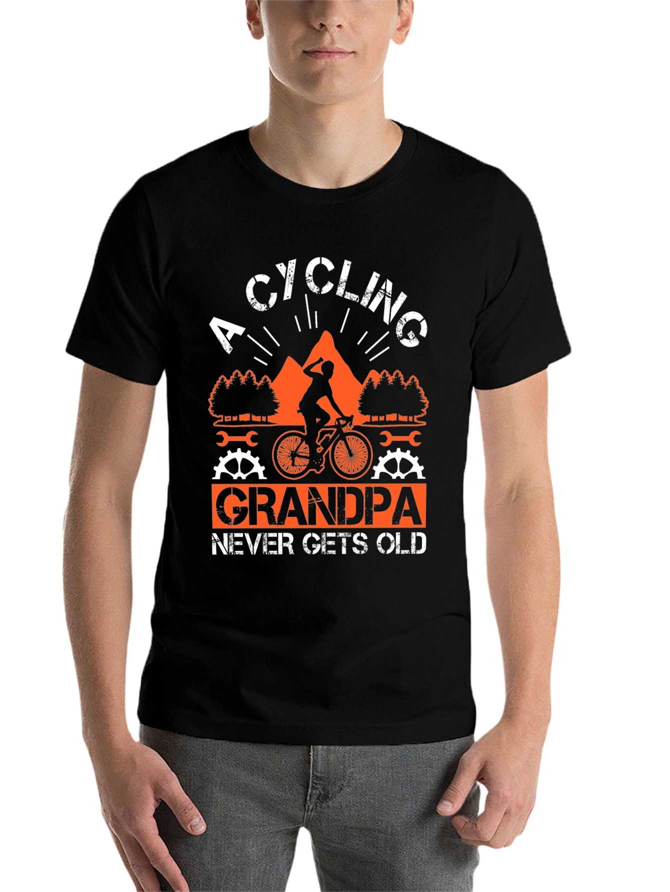 Black Cycling Grandpa T-Shirt - Never Gets Old view 7