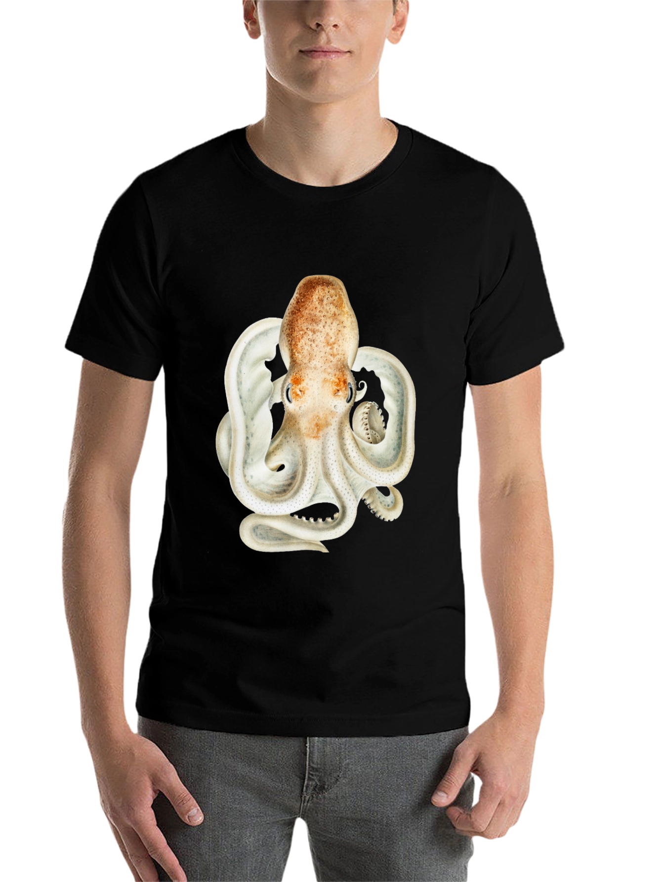 Black Octopus Graphic Tee - Black Cotton Blend view 7