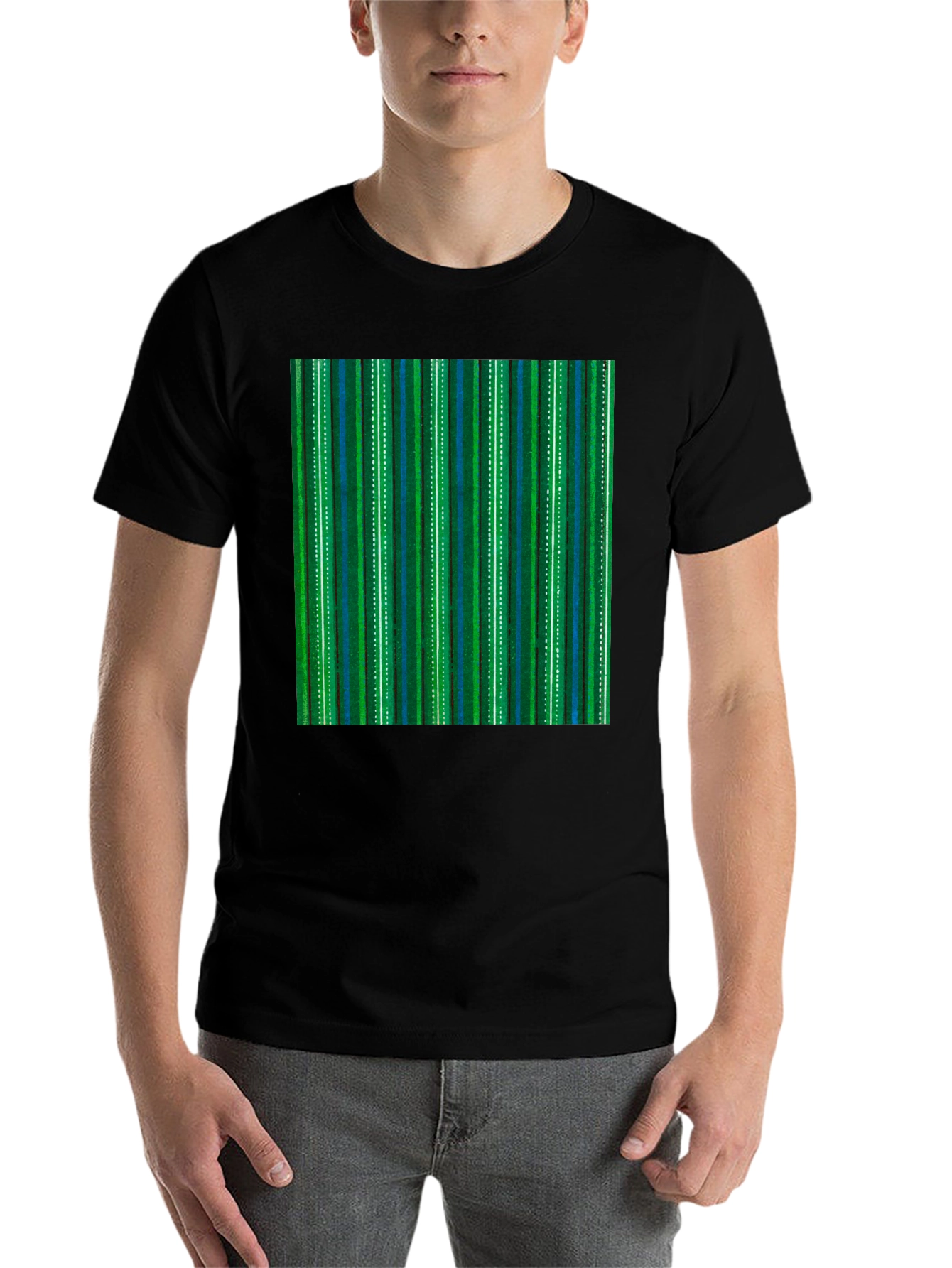 Black Striped Pattern T-Shirt view 7