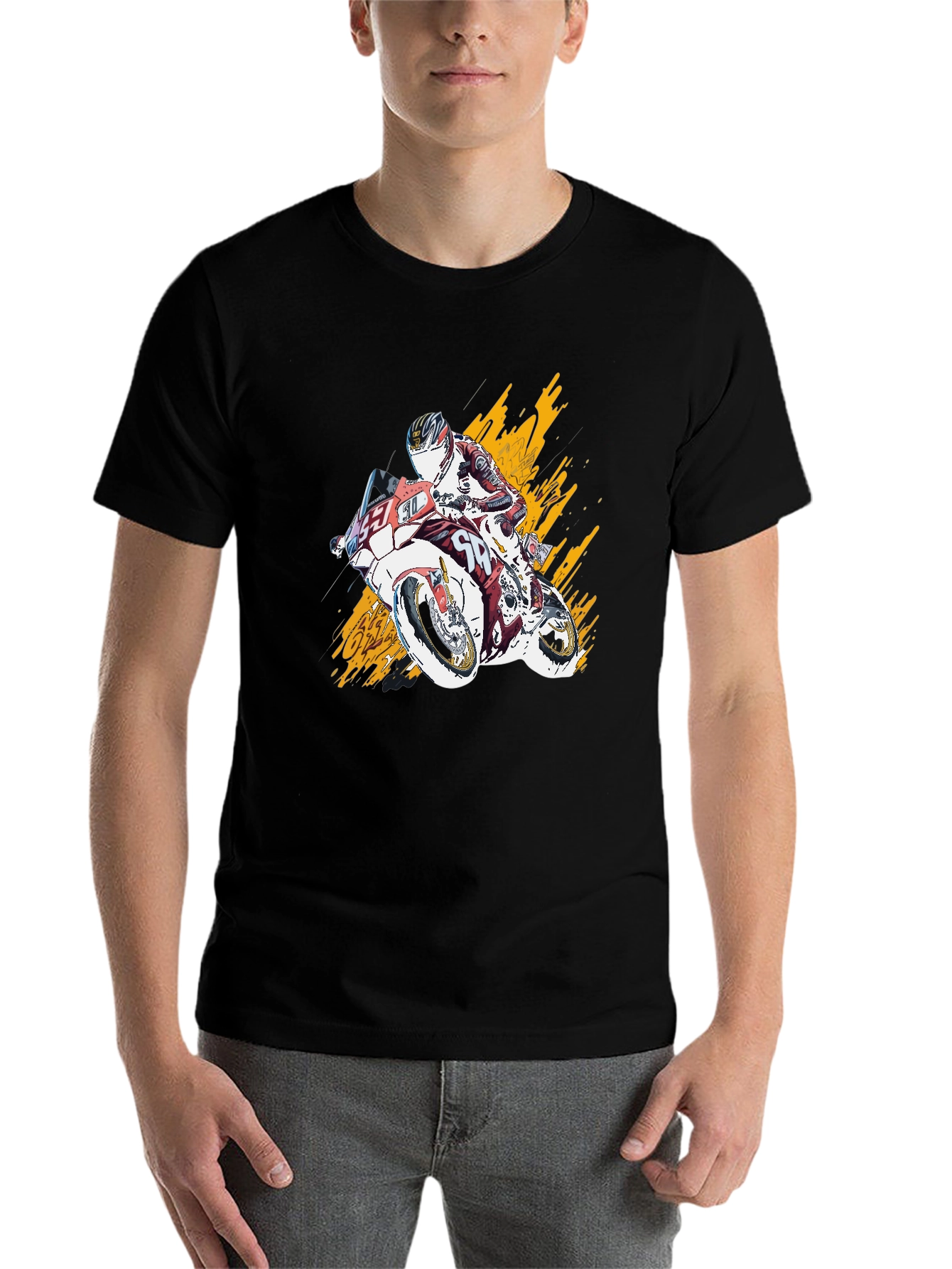 Black Motorcycle Rider Graphic T-Shirt - Bold Design view 7