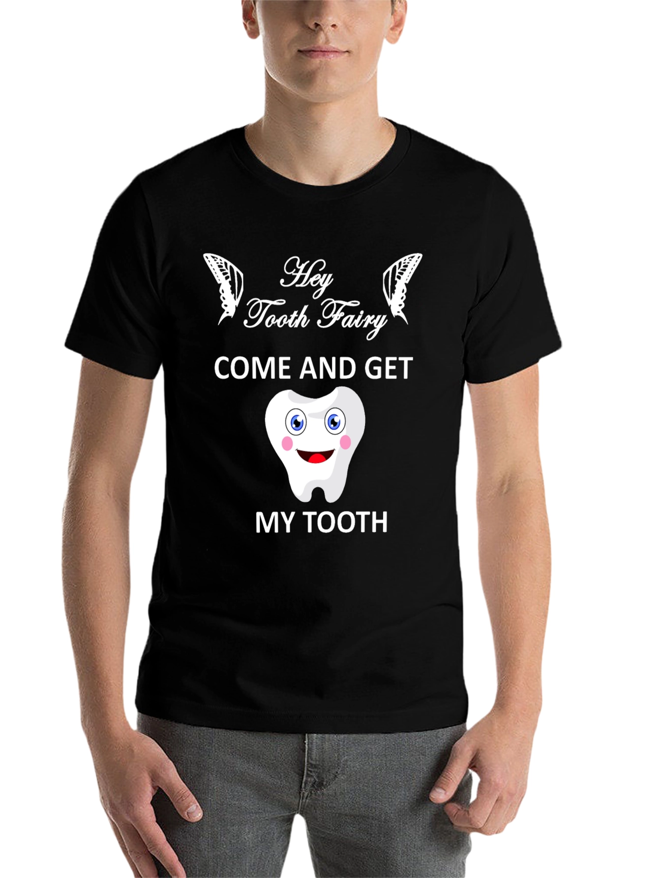Black Hey Tooth Fairy T-Shirt, Funny Dental Gift view 7