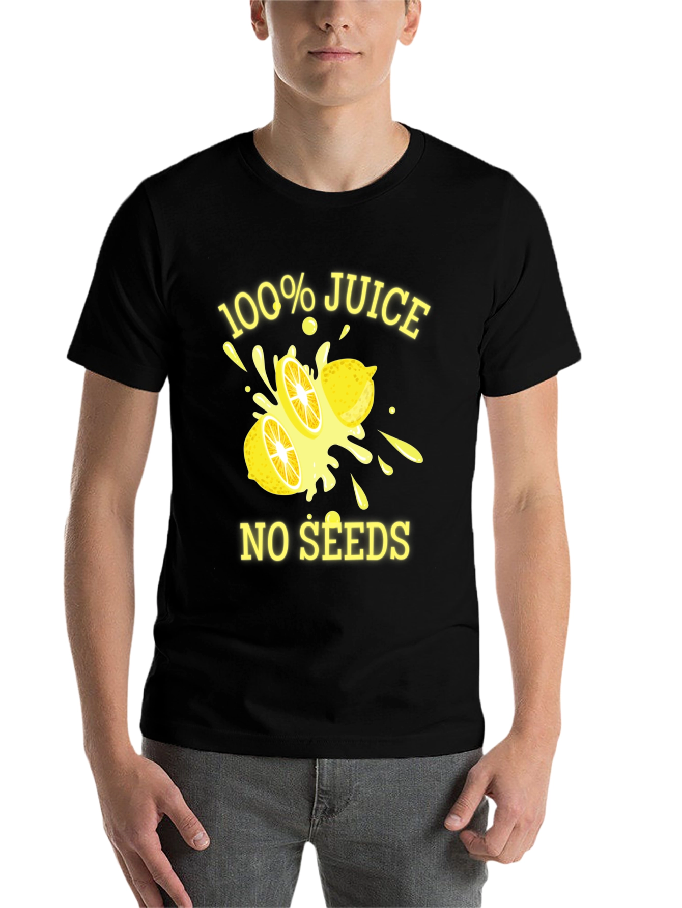 Black 100% Juice No Seeds T-Shirt - Black Graphic Tee view 7