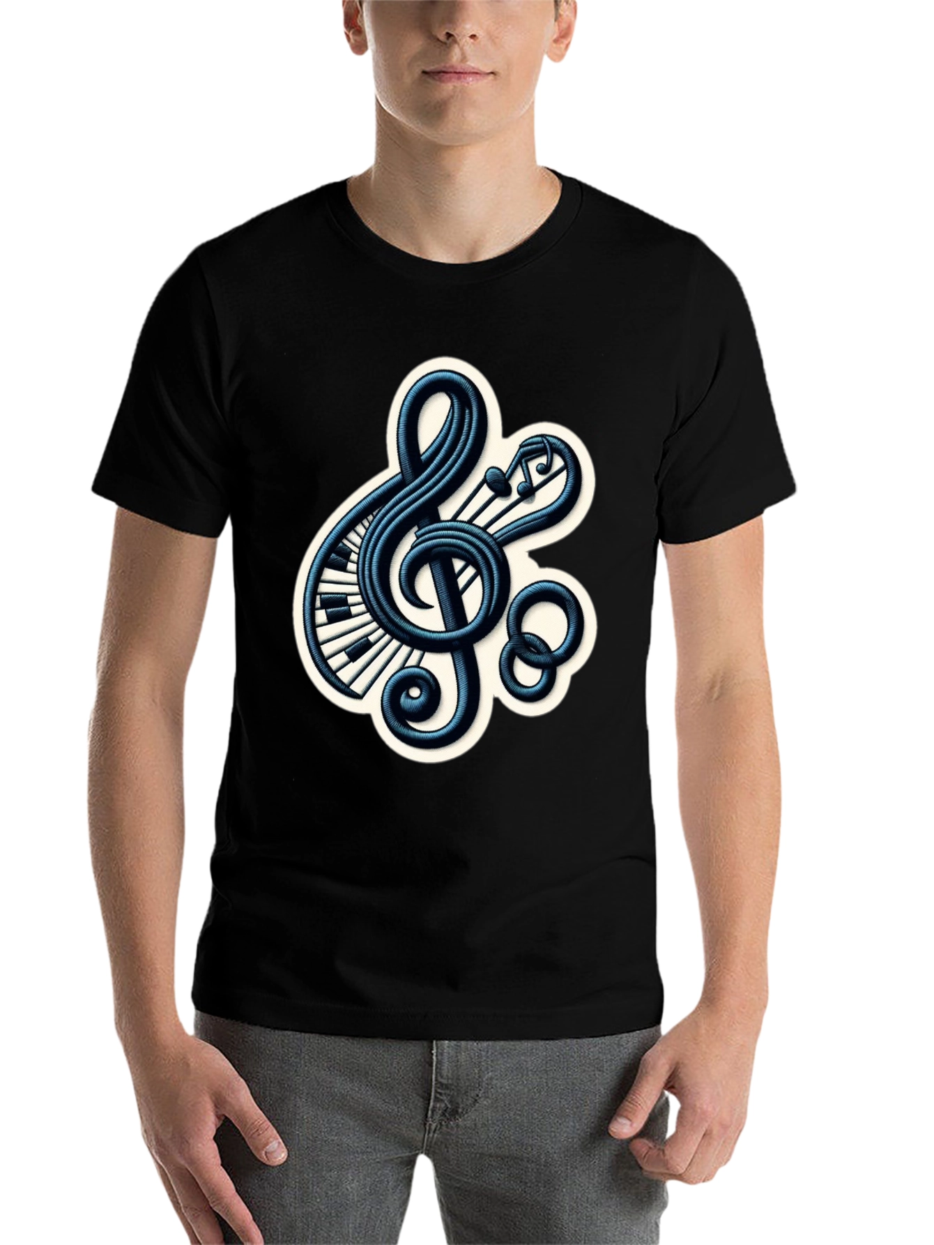 Black Musical Treble Clef Graphic Tee view 7