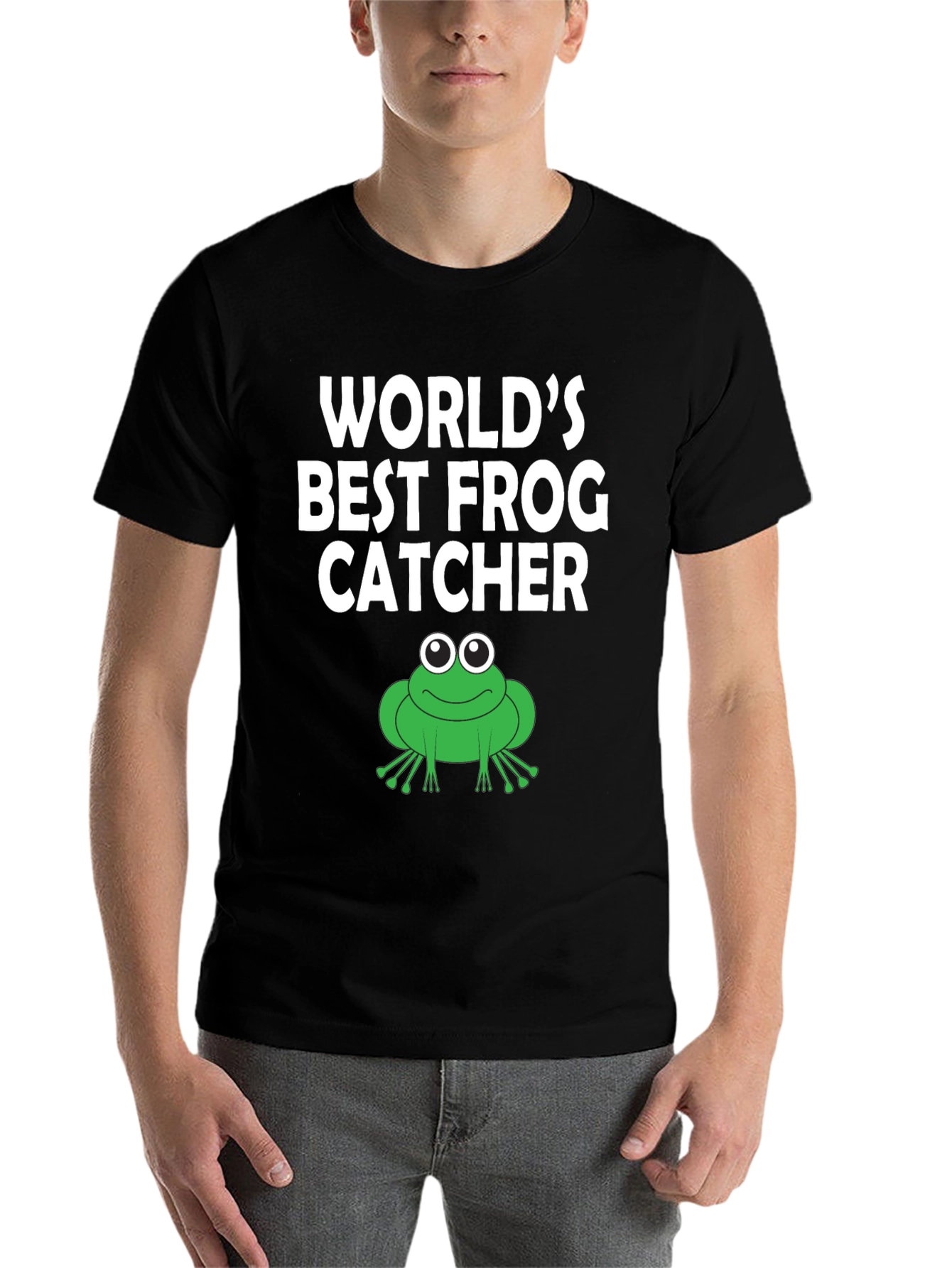 Black World's Best Frog Catcher T-Shirt view 7