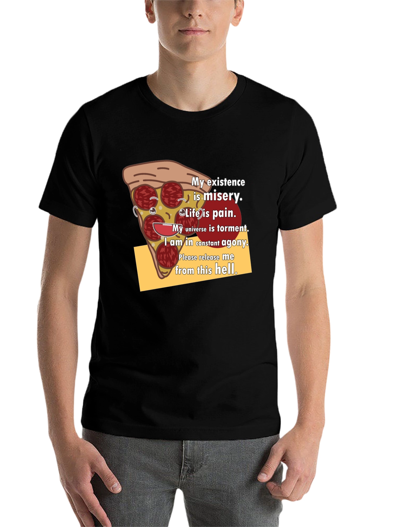 Pizza Slice Graphic Tee - Existential Misery T-Shirt - 7