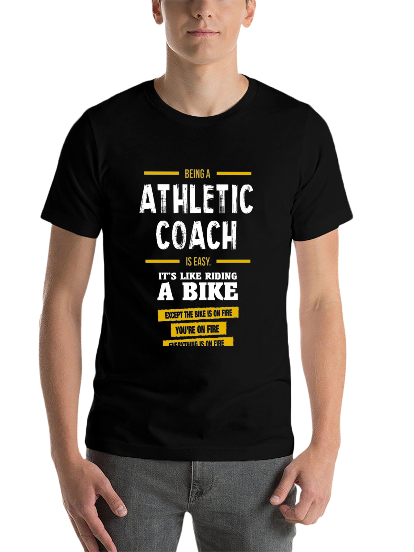 Black Athletic Coach On Fire T-Shirt Funny Coach Gift view 7