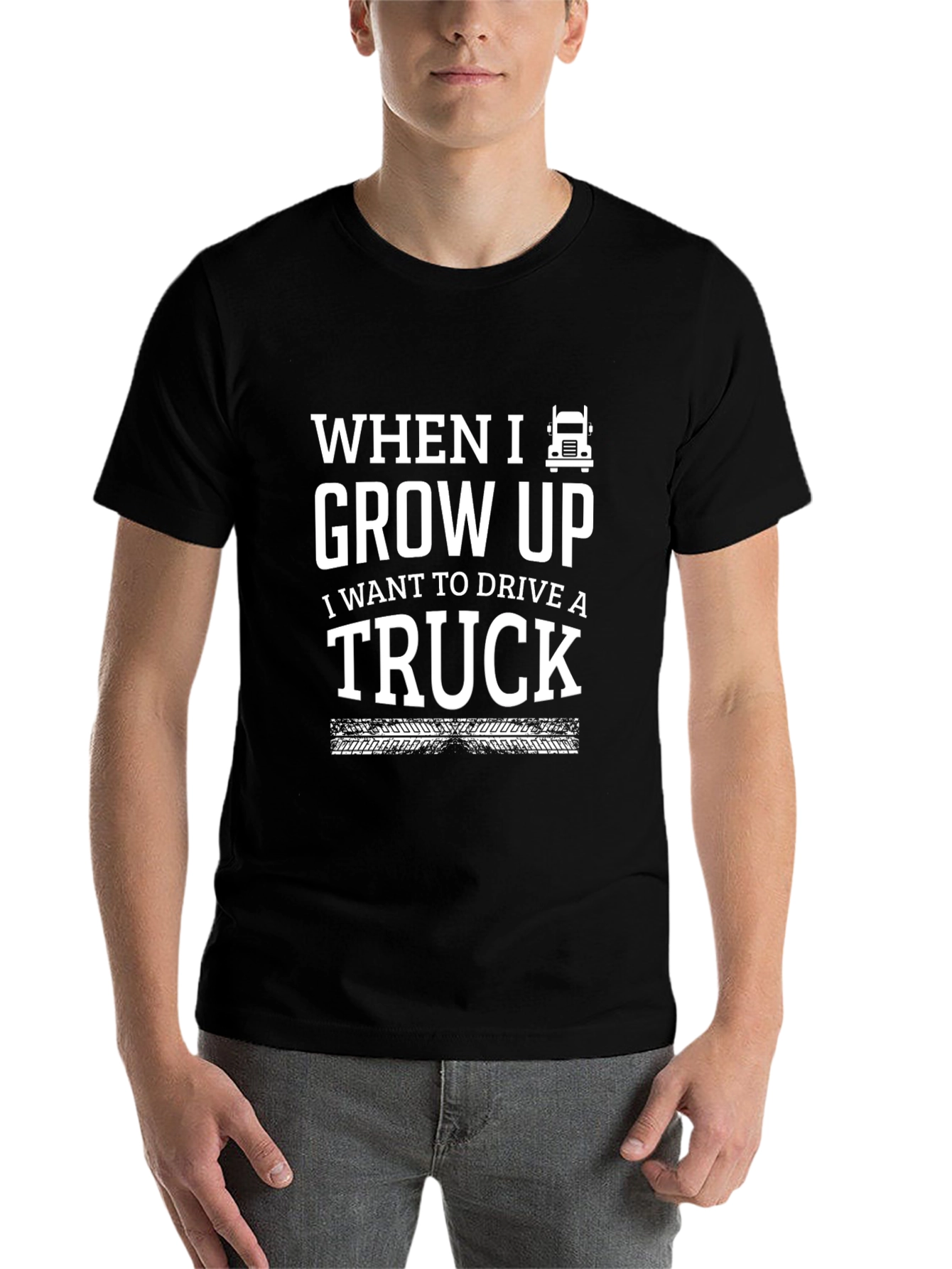Black Truck Driver T-Shirt - When I Grow Up I Want to Drive A Truck view 7