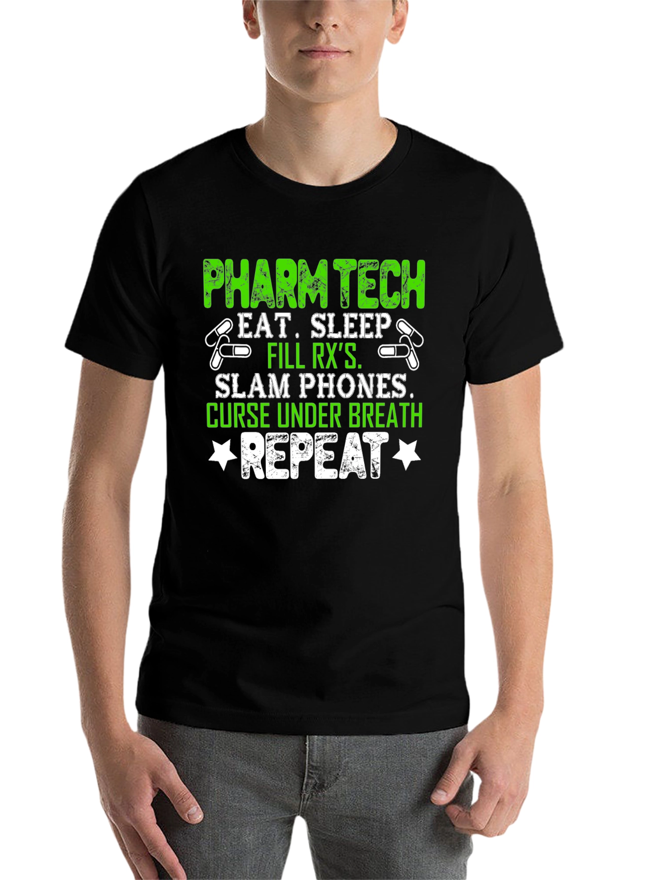 Black Pharm Tech Eat Sleep T-Shirt view 7