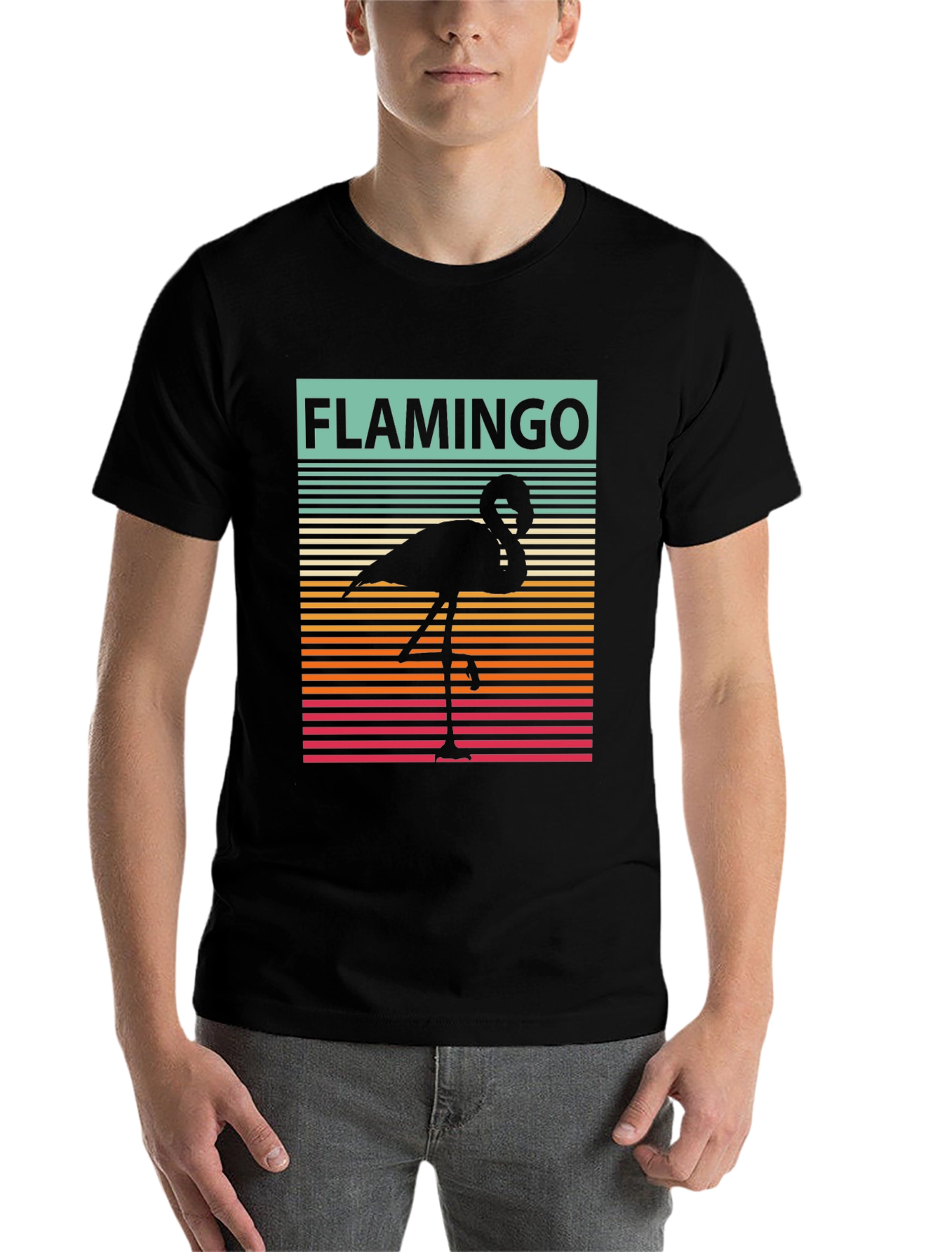 Black Retro Flamingo Graphic Tee view 7