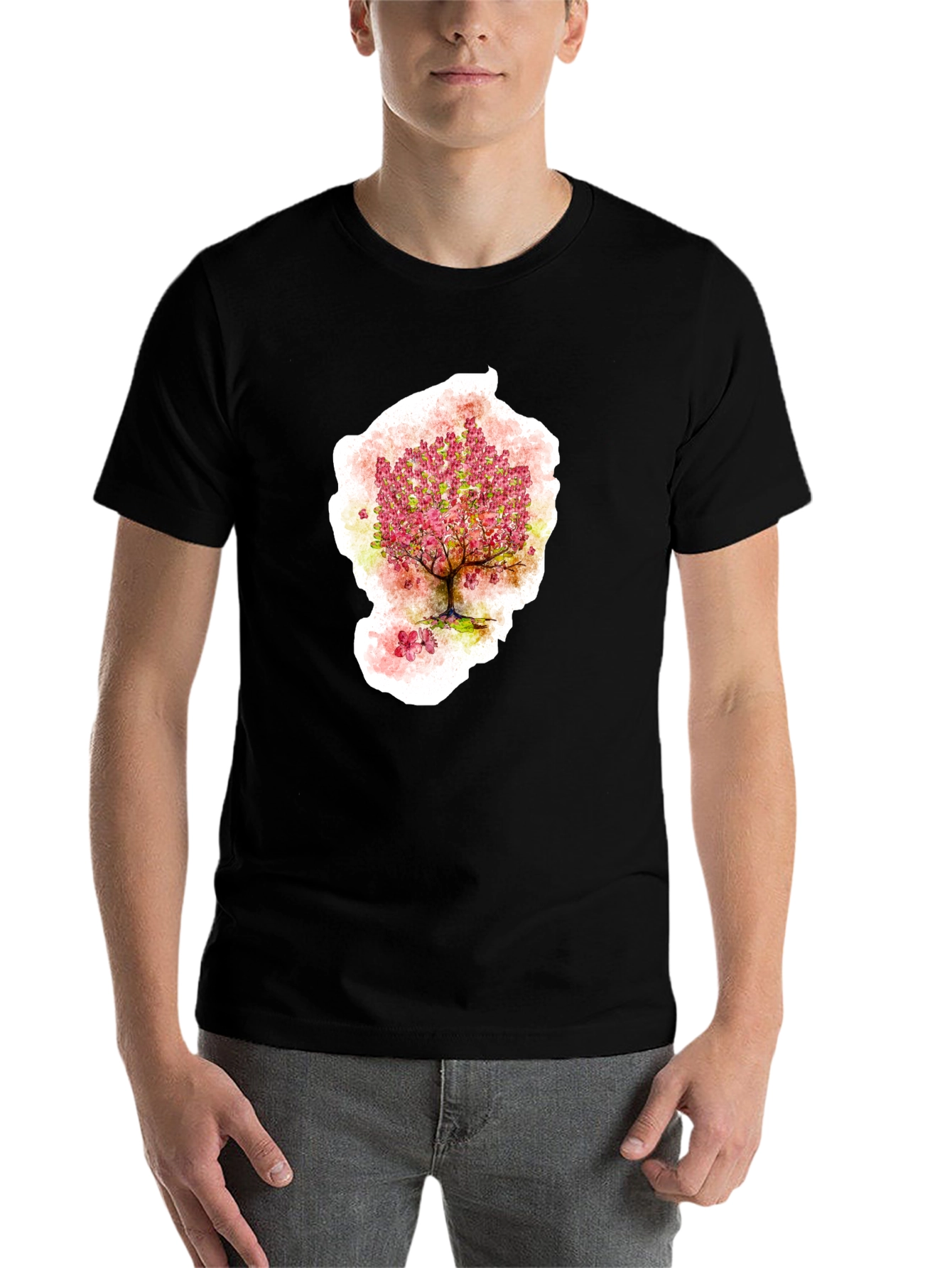 Black Cherry Blossom Tree Graphic T-Shirt view 7