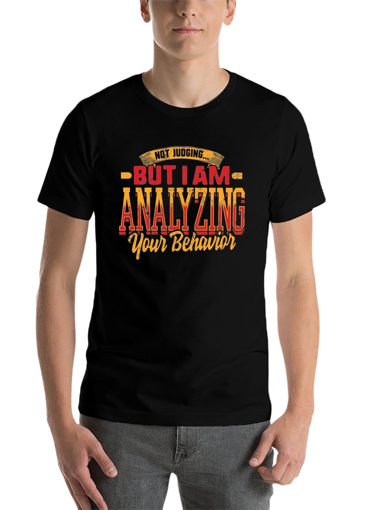 Black Analyzing Behavior Graphic Tee - Humorous Design view 7