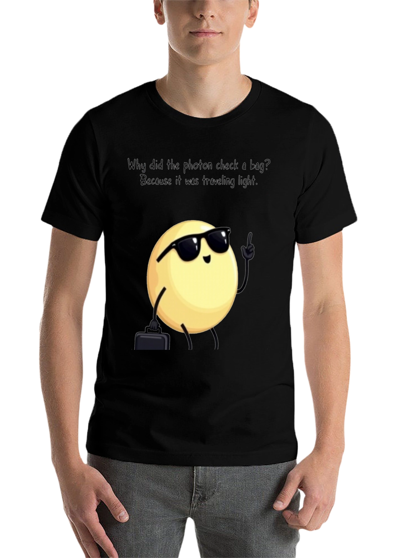 Black Funny Physics Pun T-Shirt: Traveling Light Photon view 7