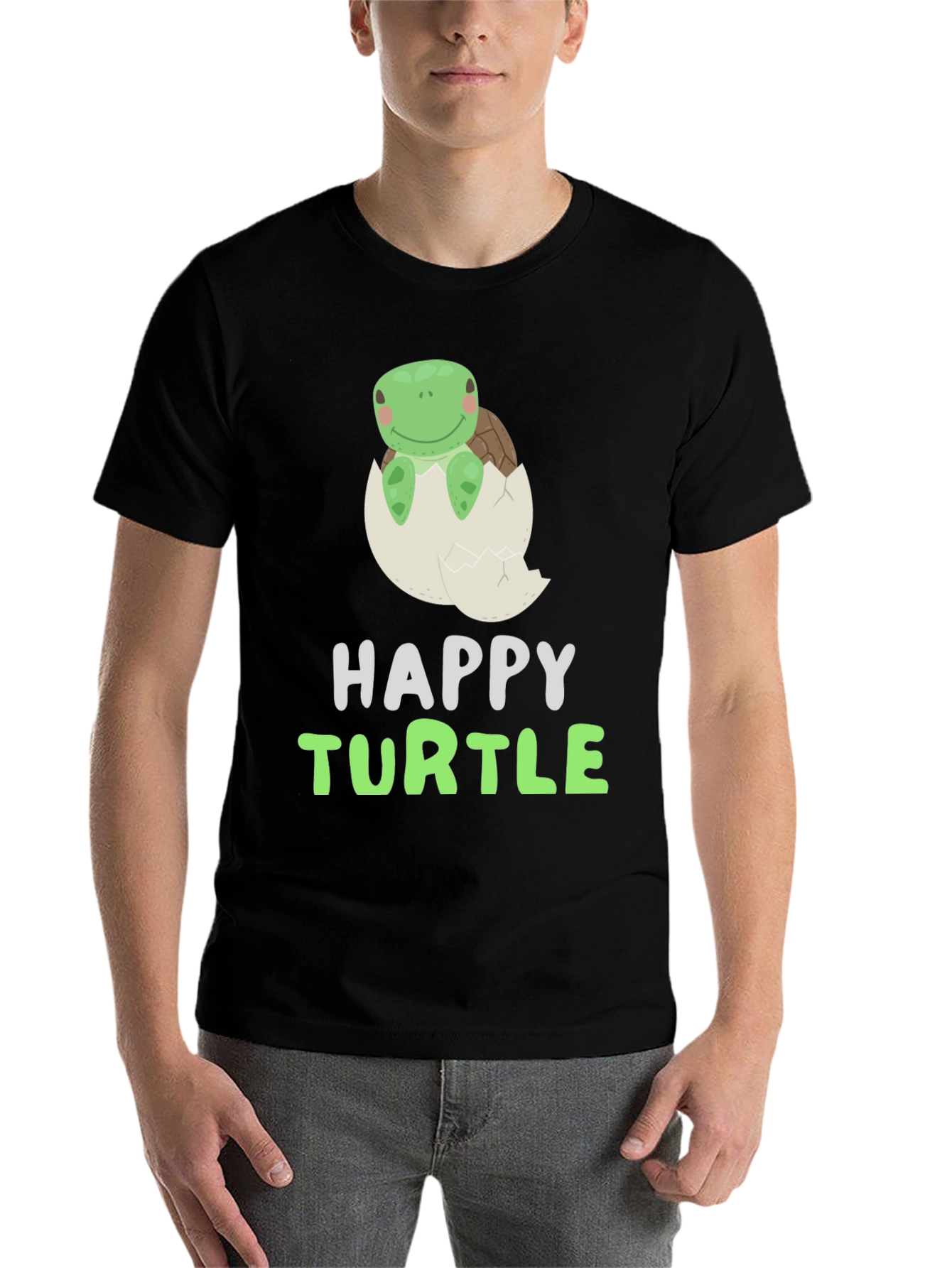 Black Happy Turtle Tee - Cute Animal Graphic T-Shirt view 7