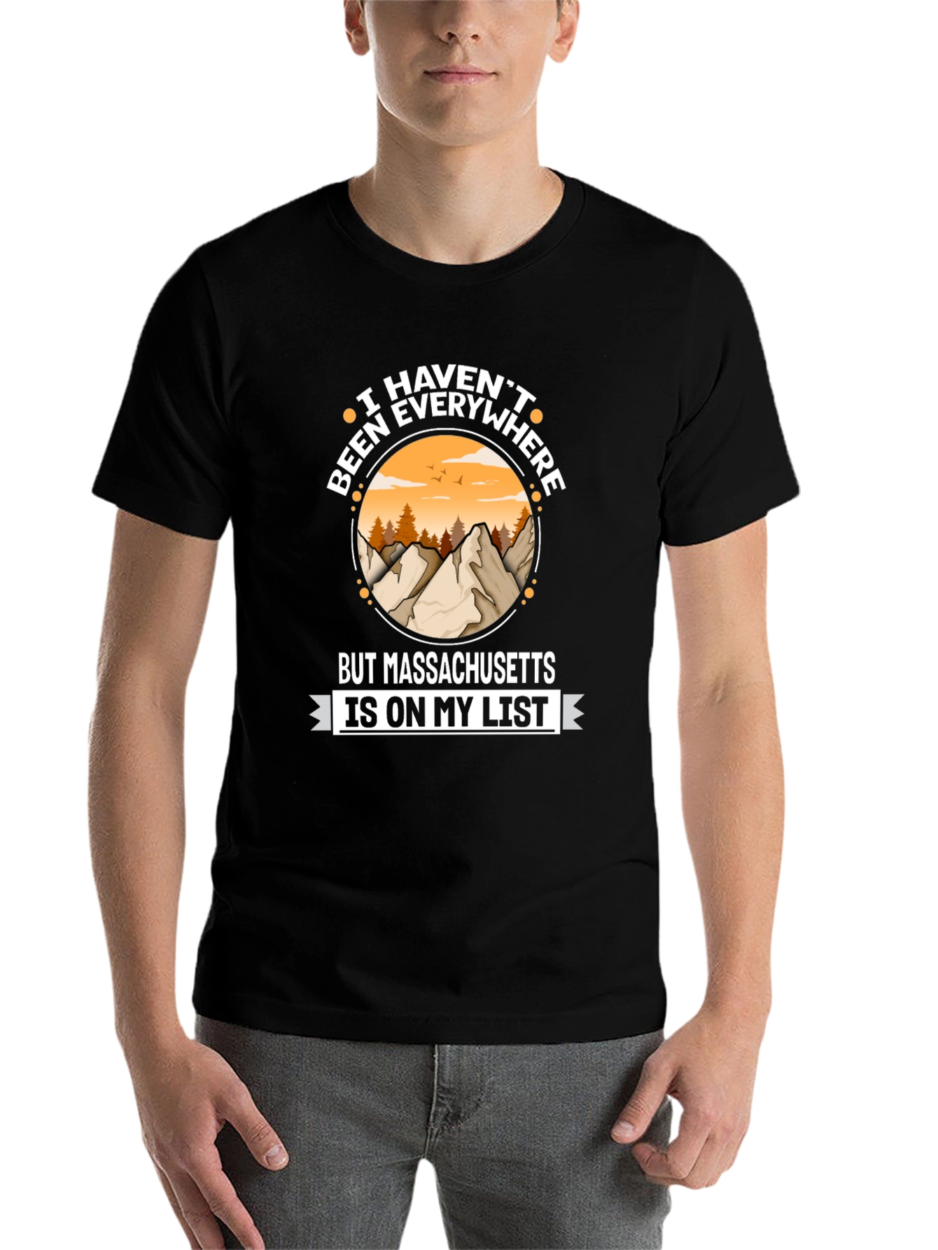Black Massachusetts Travel T-Shirt view 7