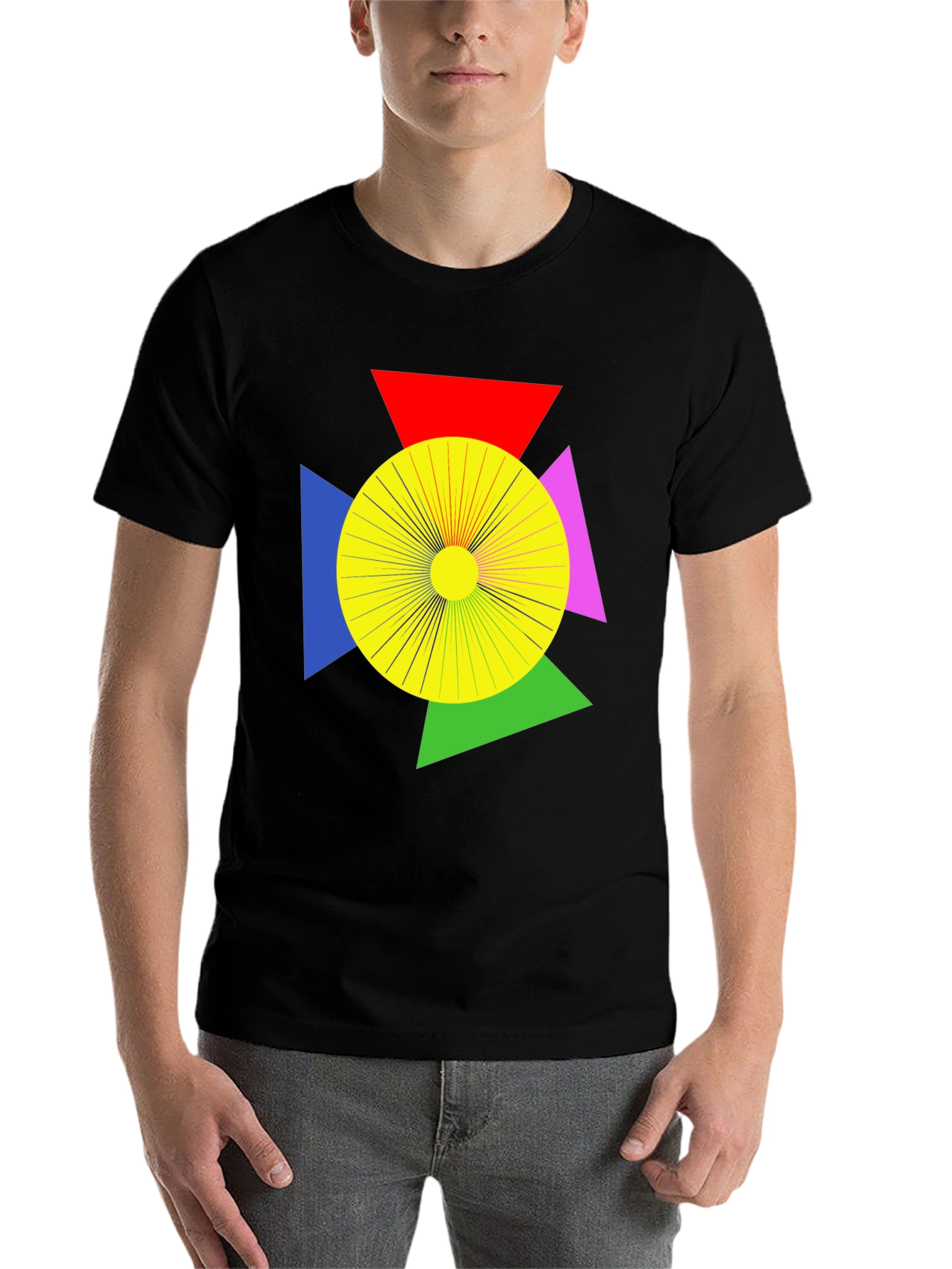 Black Geometric Graphic Tee - Modern Art T-Shirt view 7