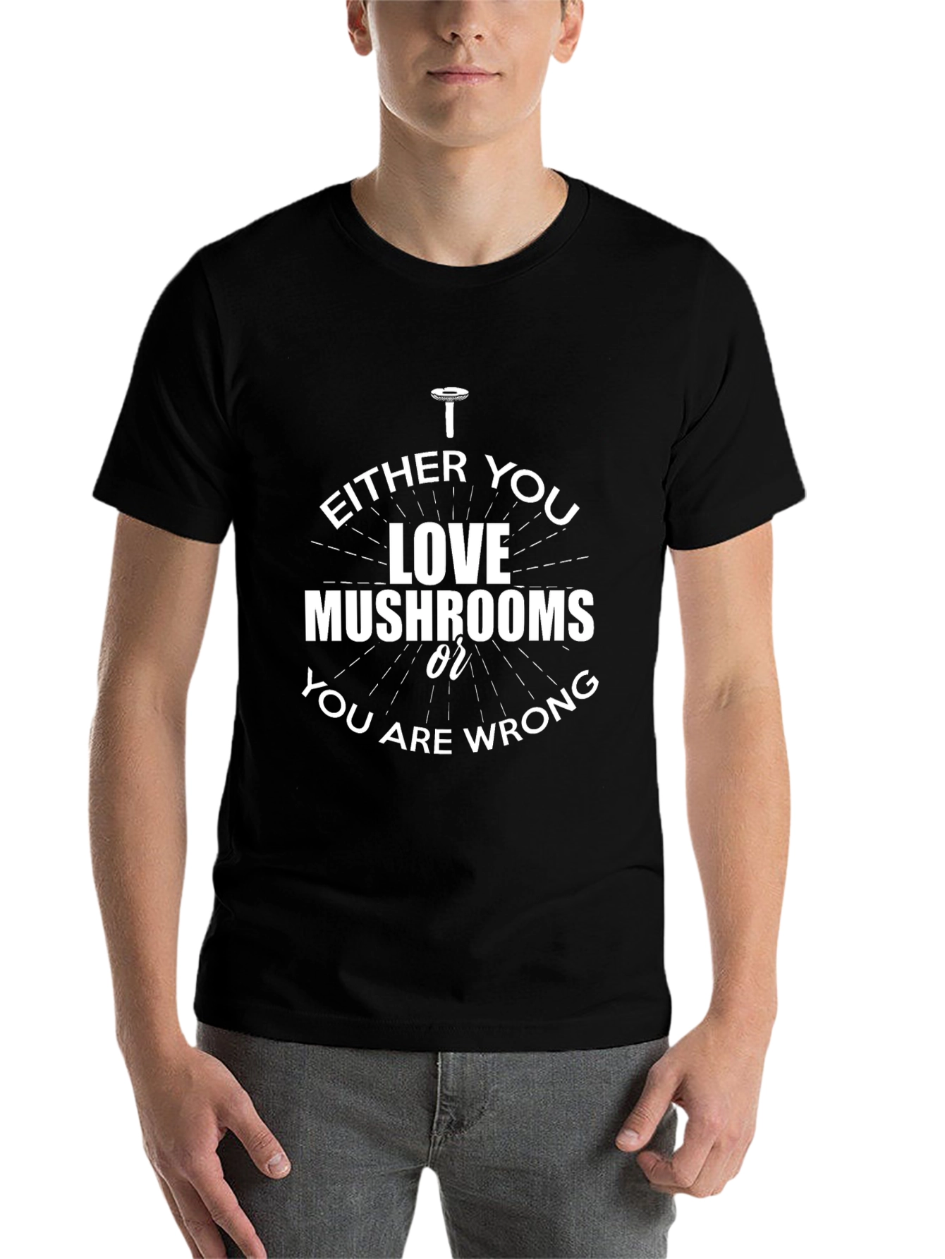 Black Mushroom Lover's T-Shirt -  EITHER YOU LOVE MUSHROOMS view 7
