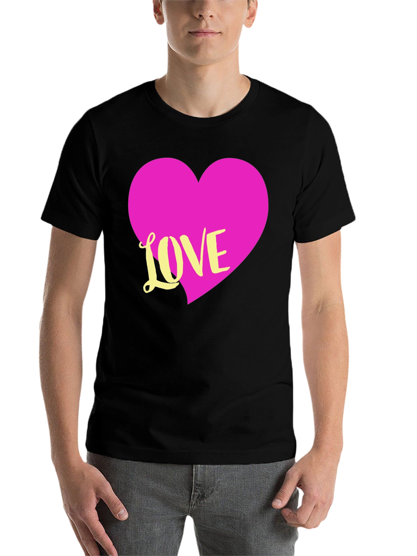 Black Love Heart T-Shirt - Graphic Tee view 7