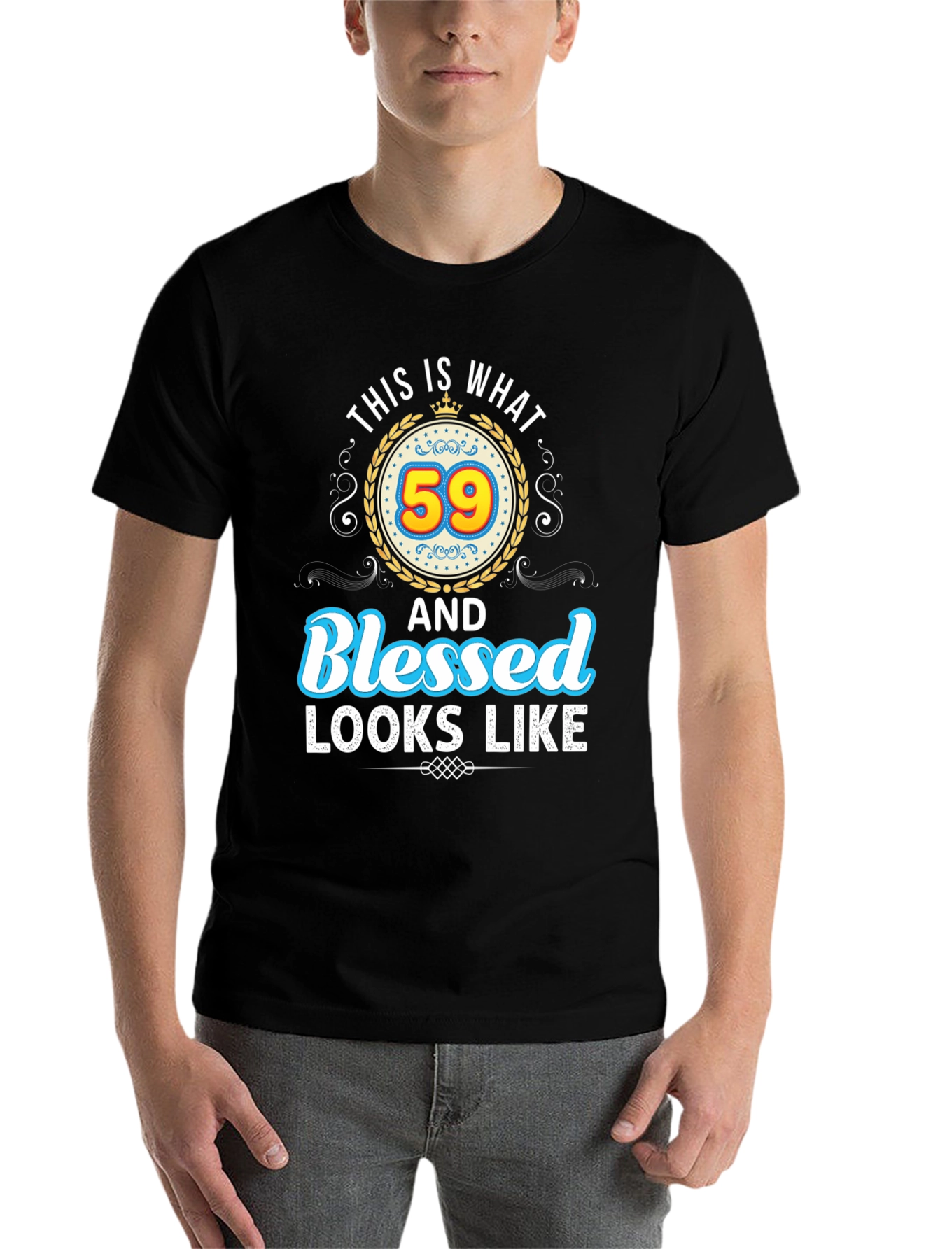 Black 59th Birthday Blessed T-Shirt view 7