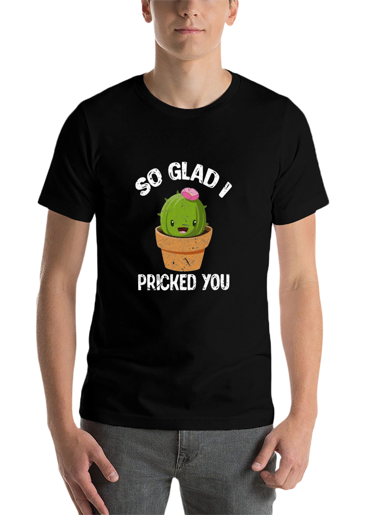 Black So Glad I Pricked You Funny Cactus T-Shirt view 7