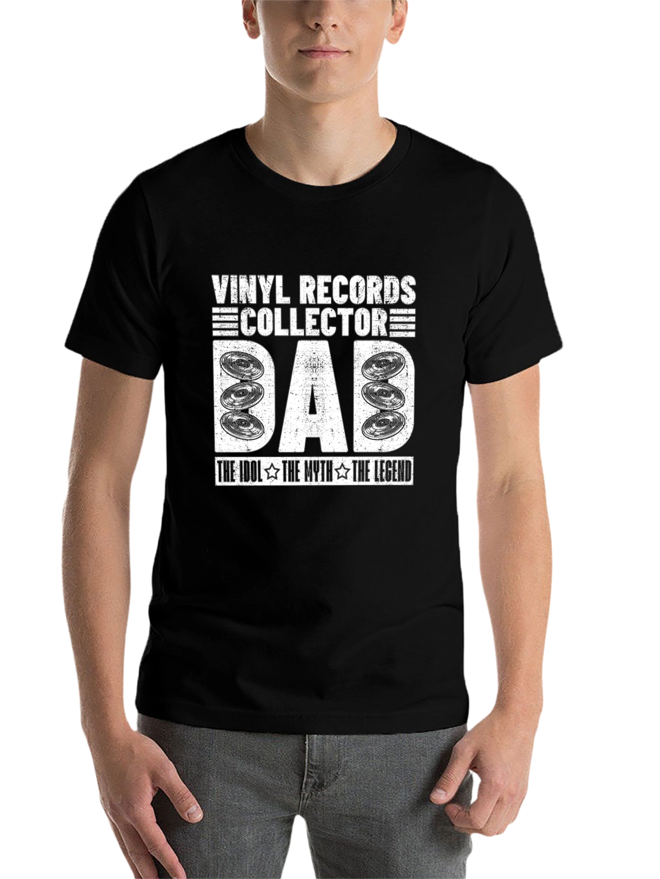 Black Vinyl Records Collector Dad T-Shirt view 7