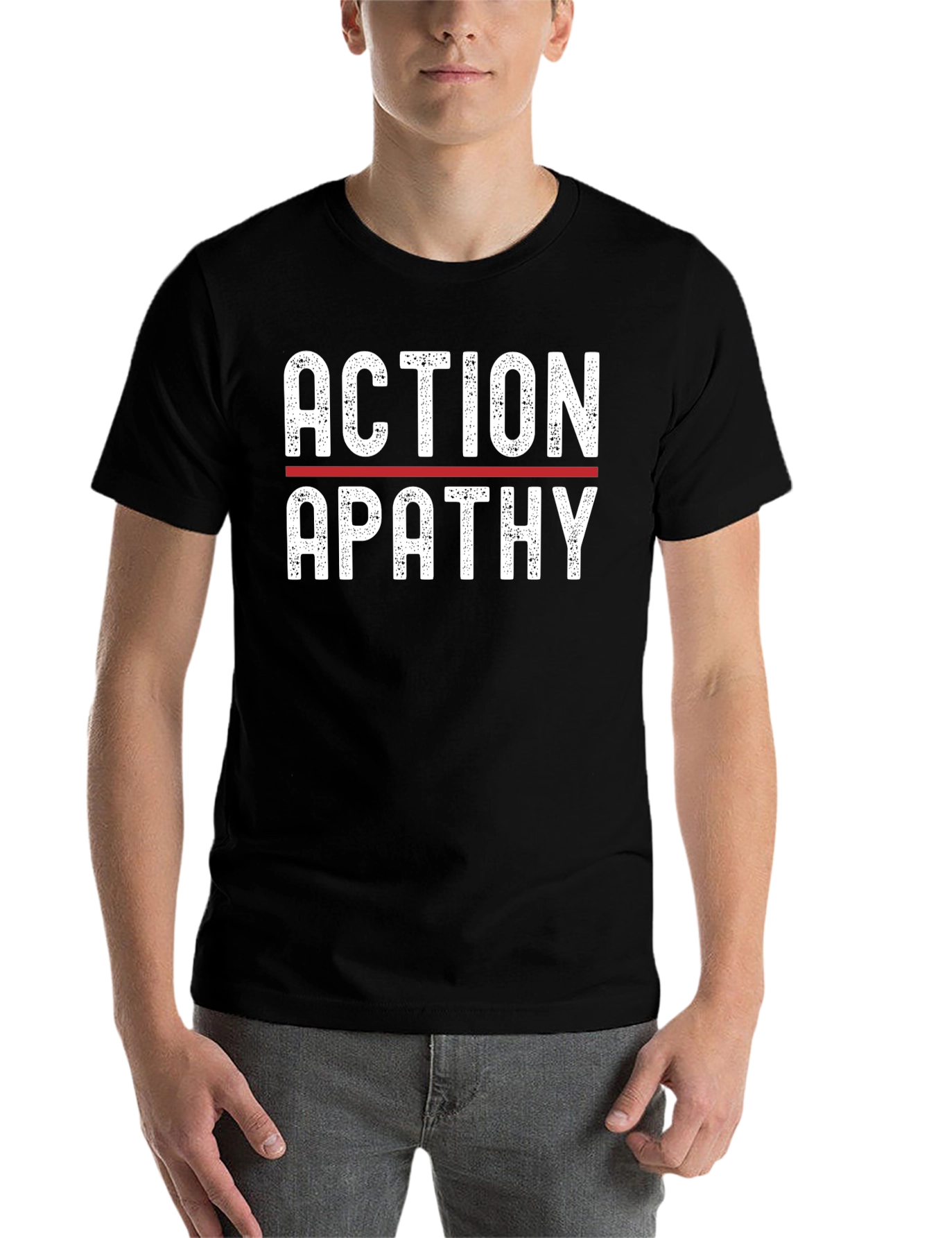 Black Action Apathy Graphic Tee - Black view 7