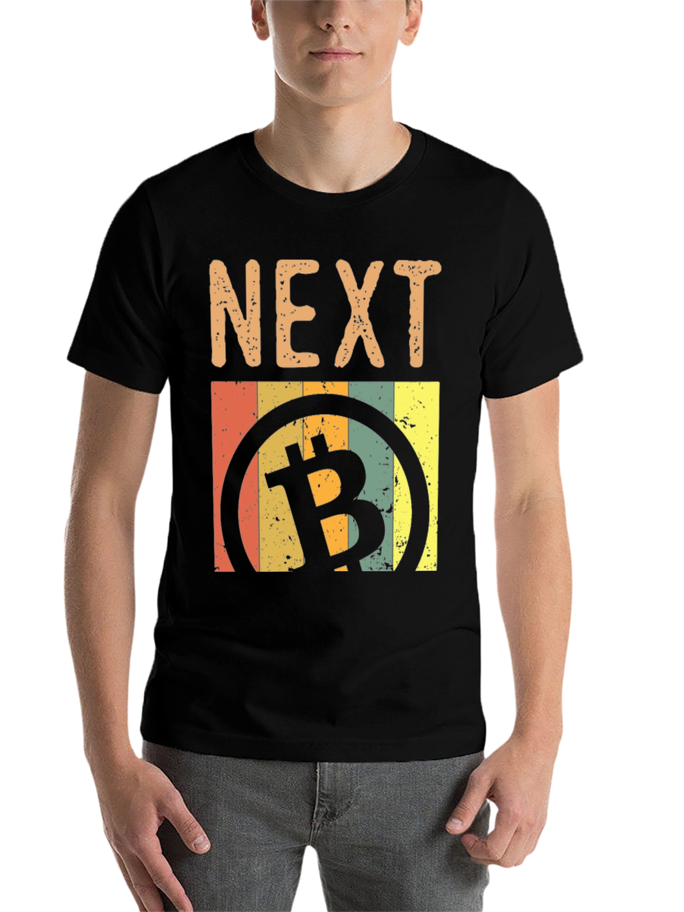 Black Next Bitcoin Retro Style Graphic Tee view 7