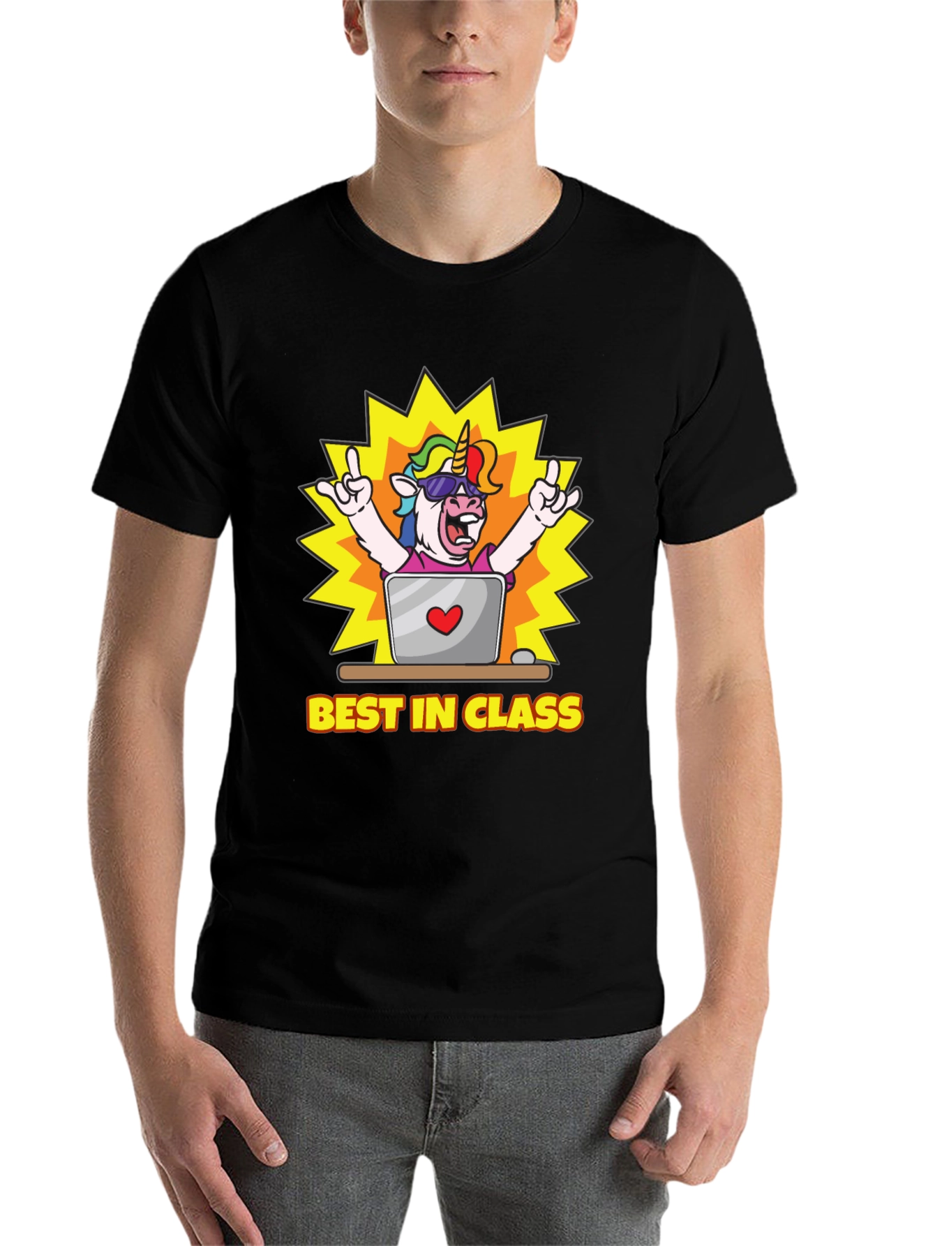 Black Best in Class Unicorn T-Shirt - Novelty Graphic Tee view 7