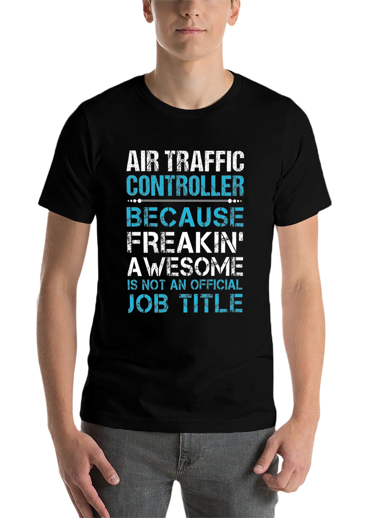 Black Air Traffic Controller Funny Job Title T-Shirt view 7