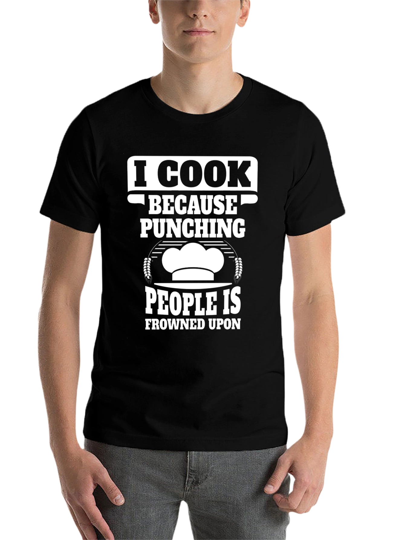 Black I Cook Because Punching People Is Frowned Upon T-Shirt view 7