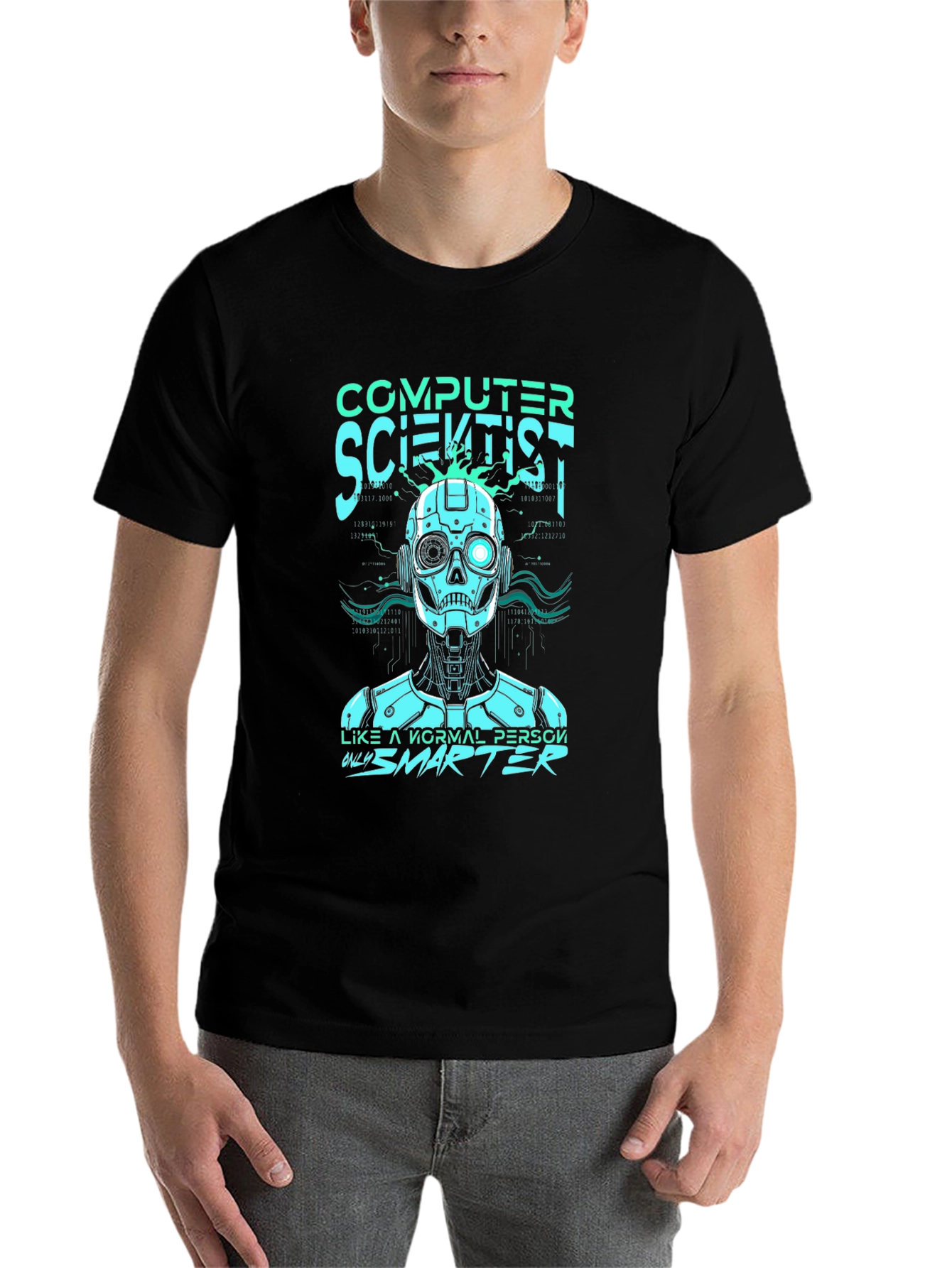 Black Computer Scientist Robot Graphic Tee view 7