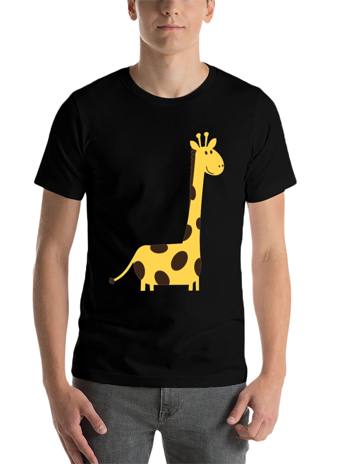 Black Giraffe Graphic Tee - Black Crew Neck T-Shirt view 7
