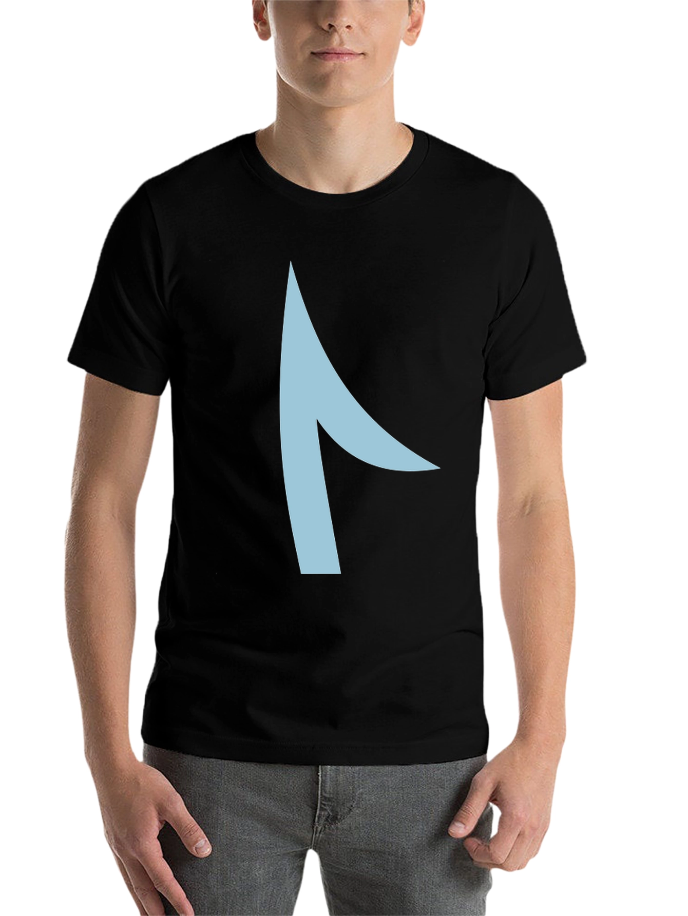 Black Modern Graphic Tee - Asymmetrical Light Blue Design view 7