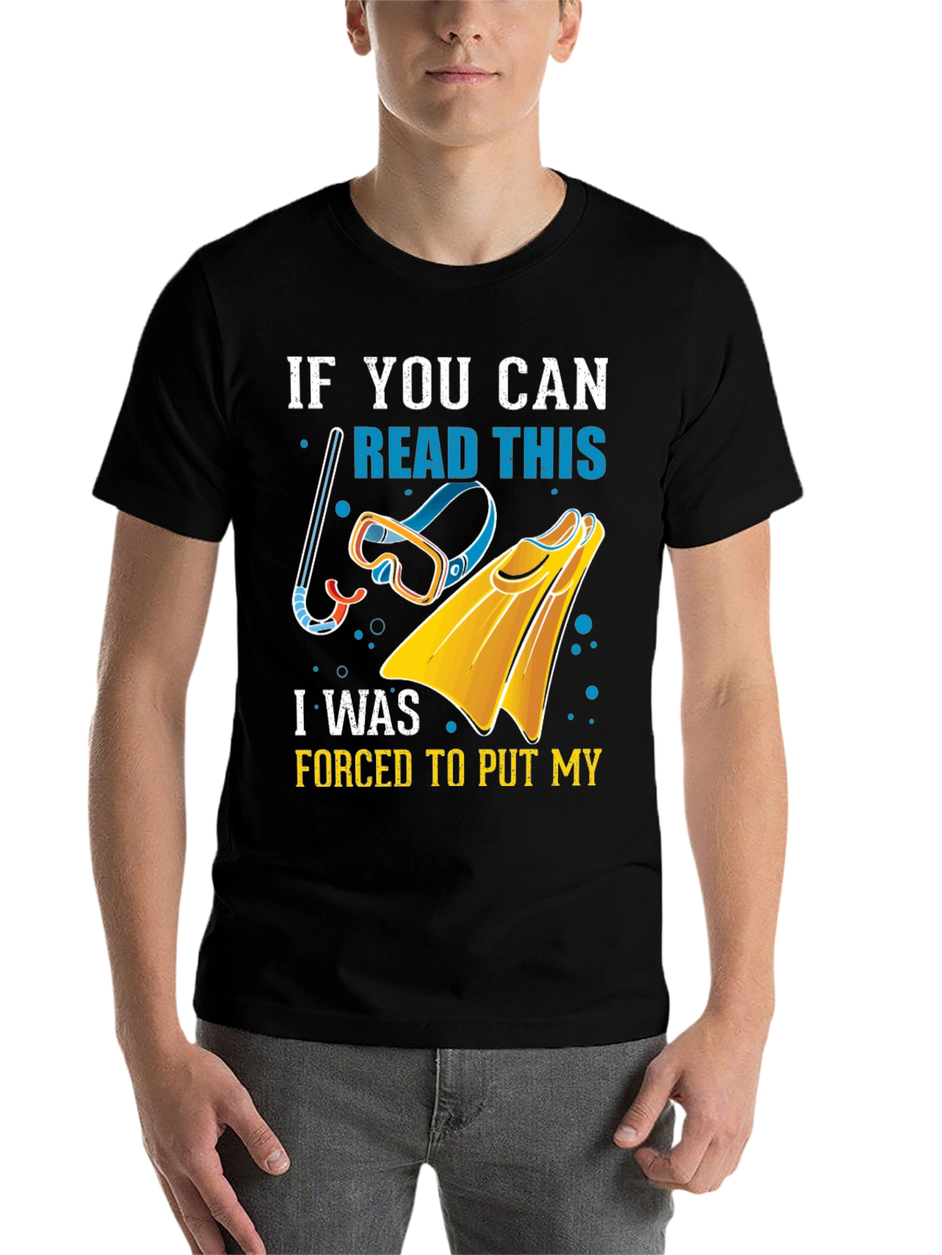 Black Snorkel Gear T-Shirt - If You Can Read This Funny Dive Tee view 7