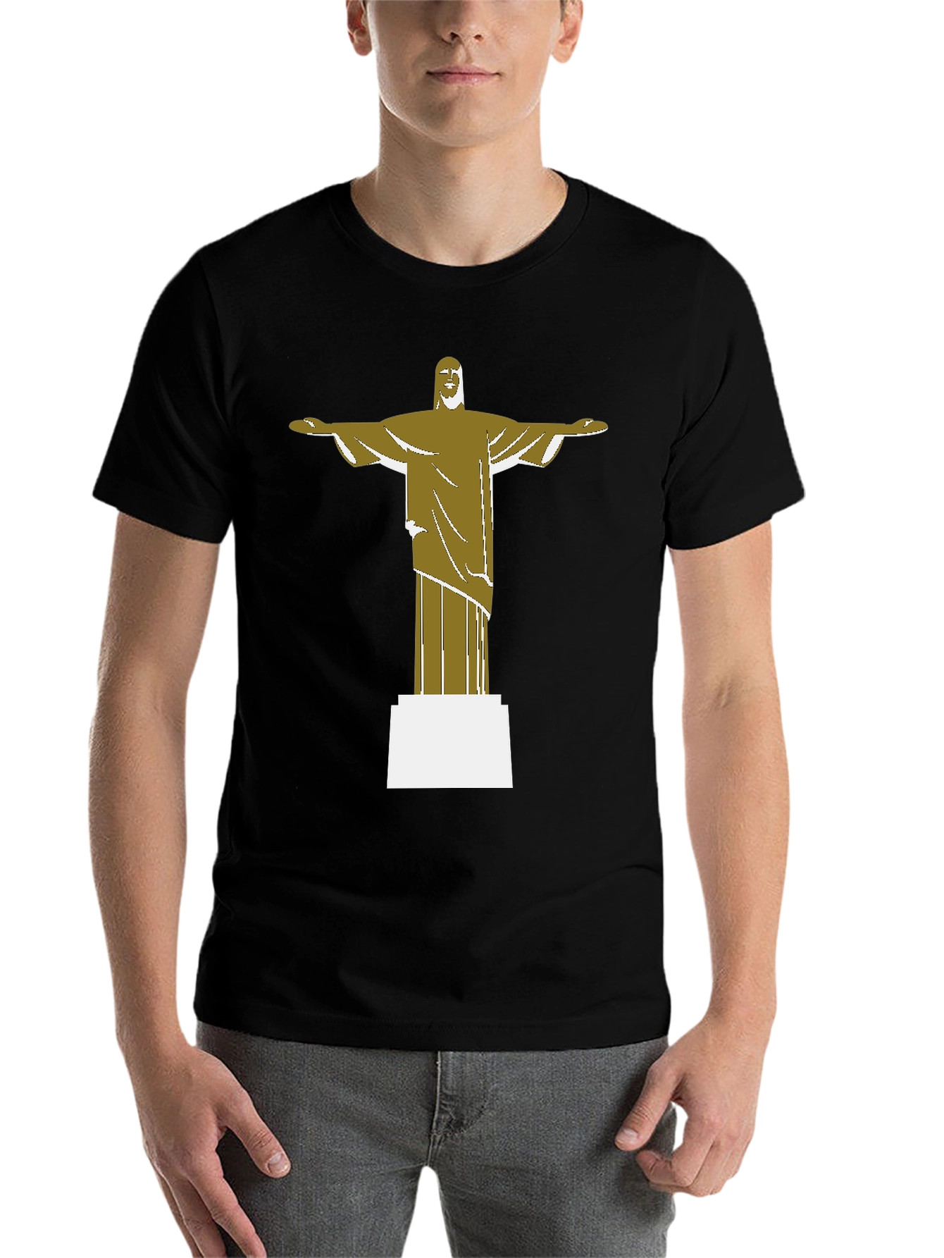 Black Christ the Redeemer Graphic Tee - Black Cotton Blend view 7